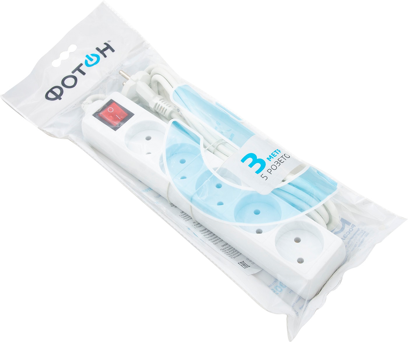 Изображение товара Удлинитель сетевой Фотон 5 розеток 3м