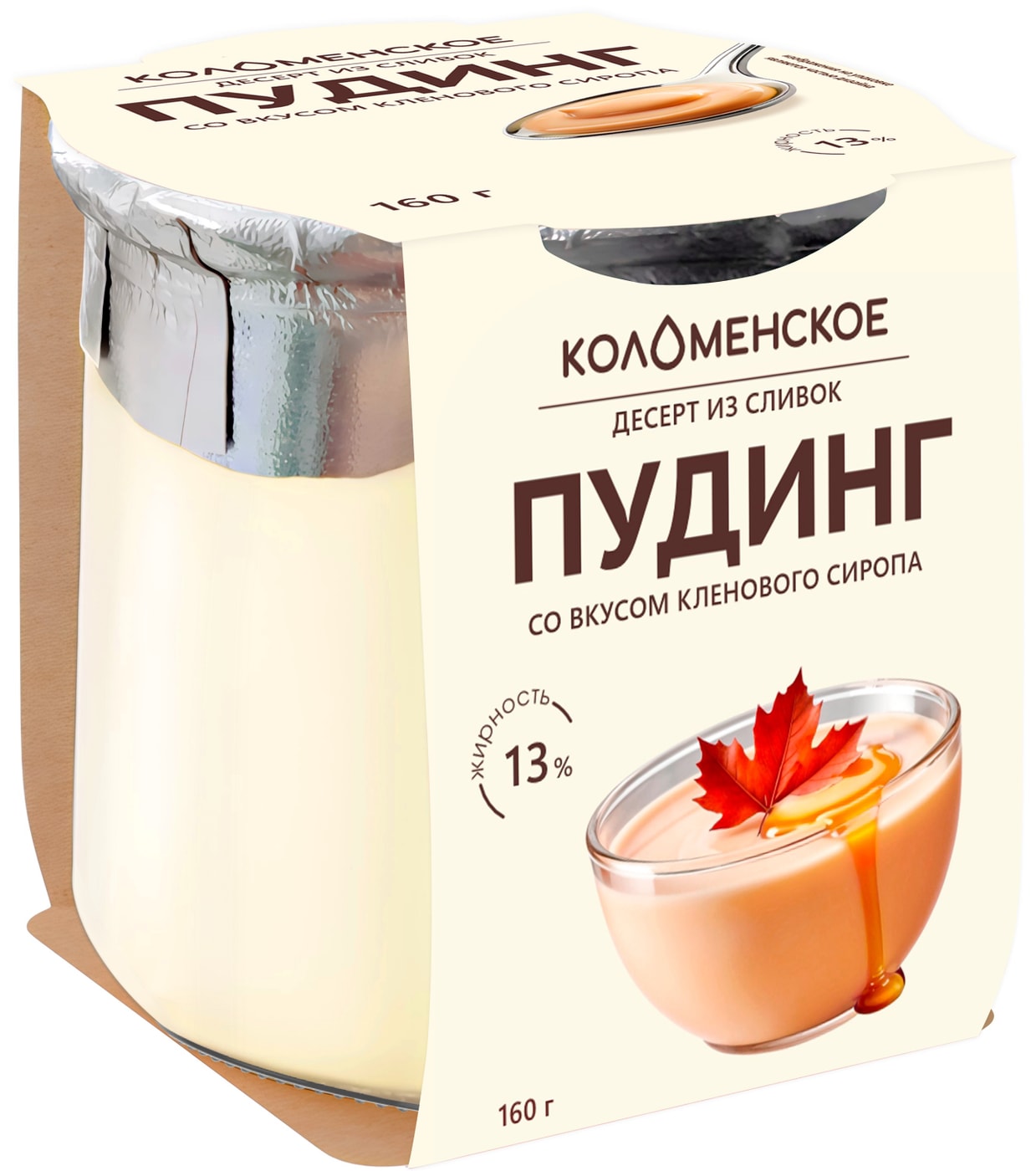 Изображение товара Десерт Коломенский Пудинг со вкусом кленового сиропа из сливок 13% 160г