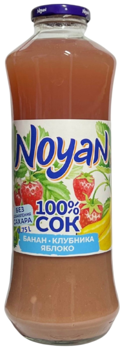 Изображение товара Сок Noyan Банан-Клубника-Яблоко 750 мл натуральный фруктовый напиток