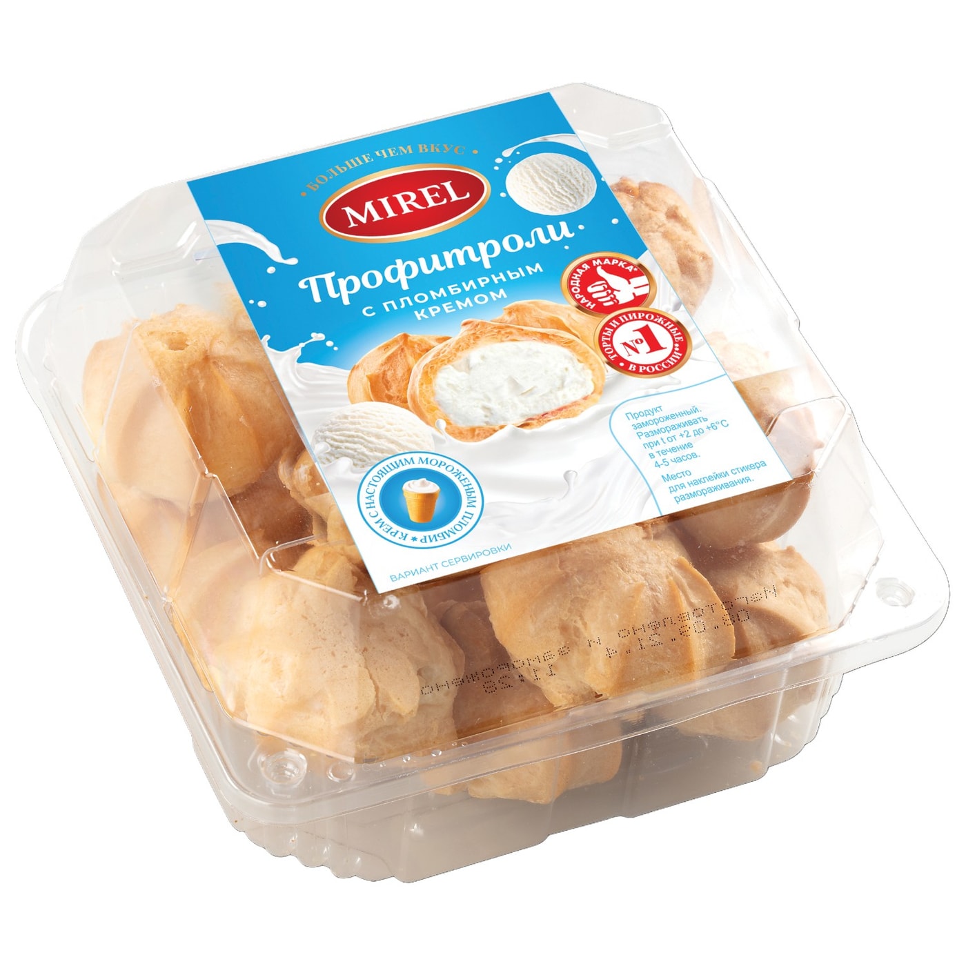 Изображение товара Пирожное Mirel Профитроли с пломбирным кремом 180г