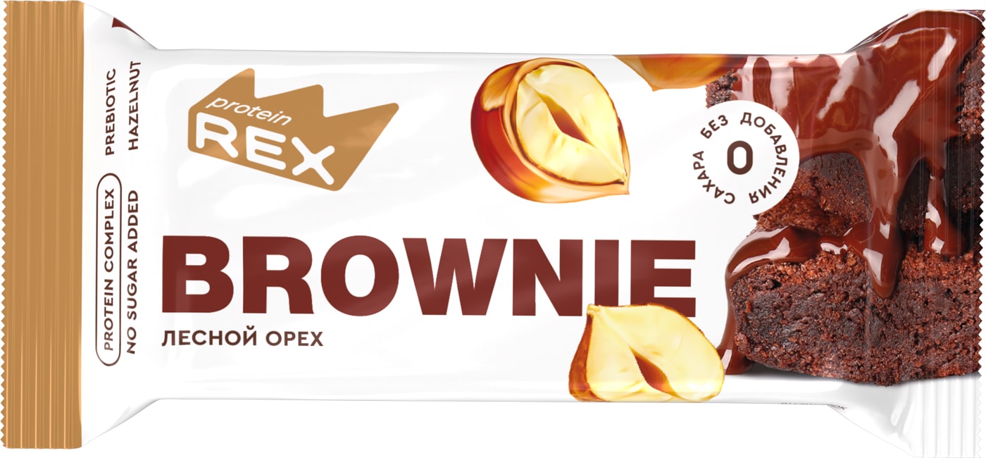 Изображение товара Пирожное ProteinRex протеиновое Брауни Лесной орех 50г
