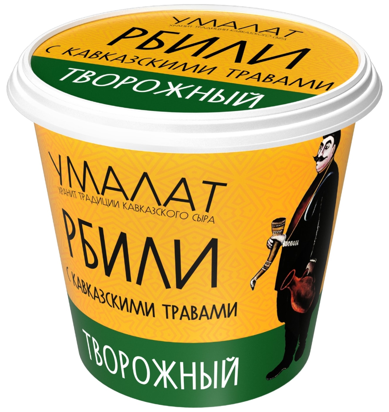 Изображение товара Творожный сыр Умалат Рбили с травами 60% 130г натуральный грузинский деликатес