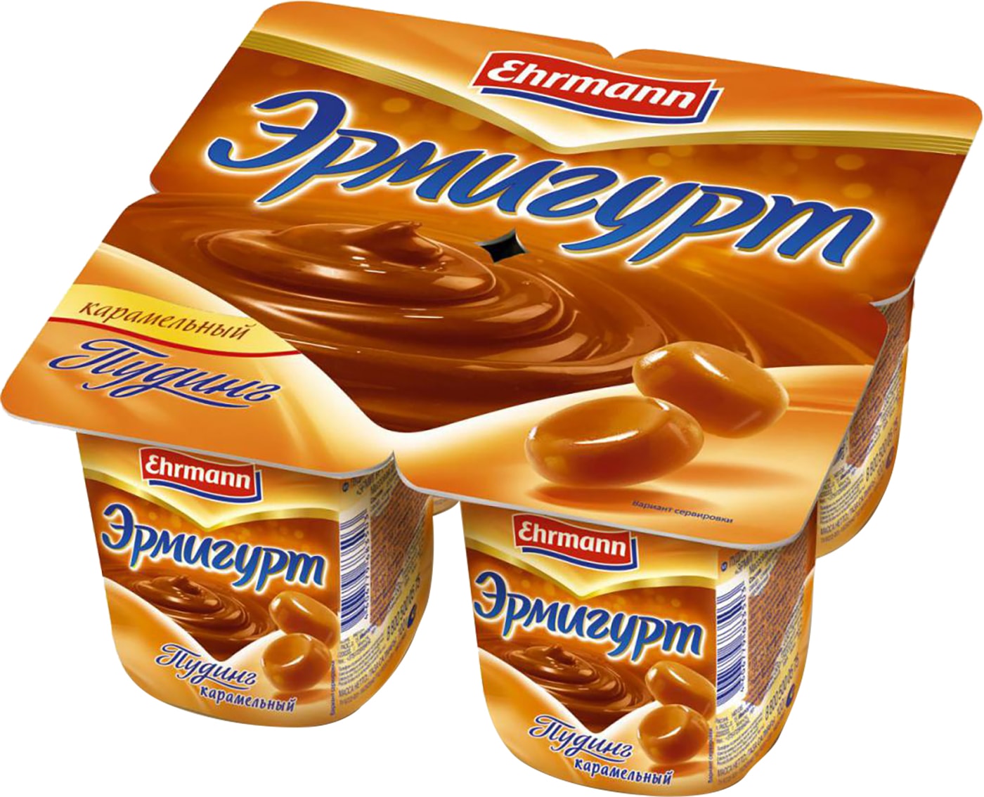 Изображение товара Пудинг Ehrmann Эрмигурт Карамельный 3% 4шт*100г