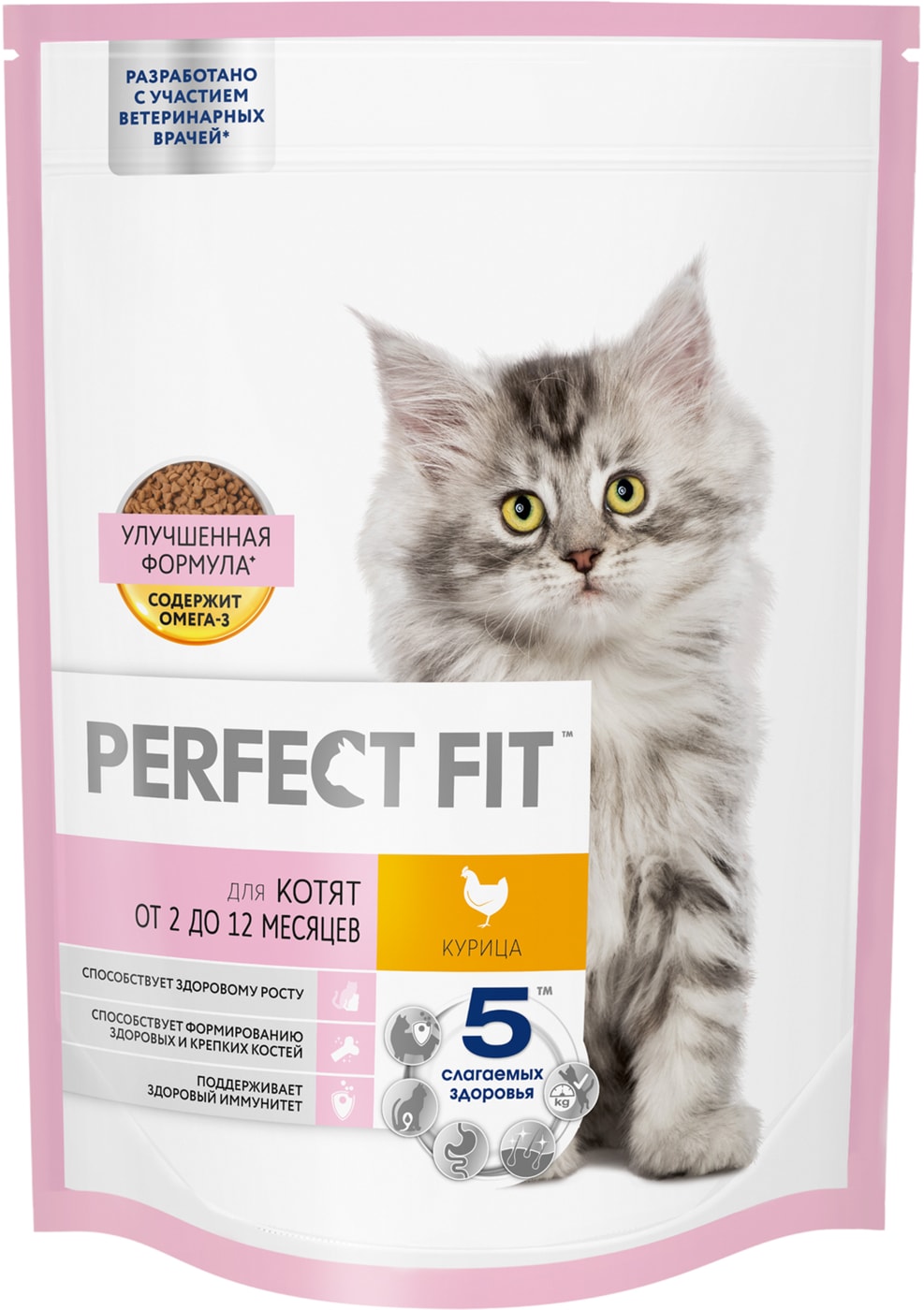 Изображение товара Сухой корм для котят Perfect Fit полнорационный от 2 до 12 месяцев с курицей 650г