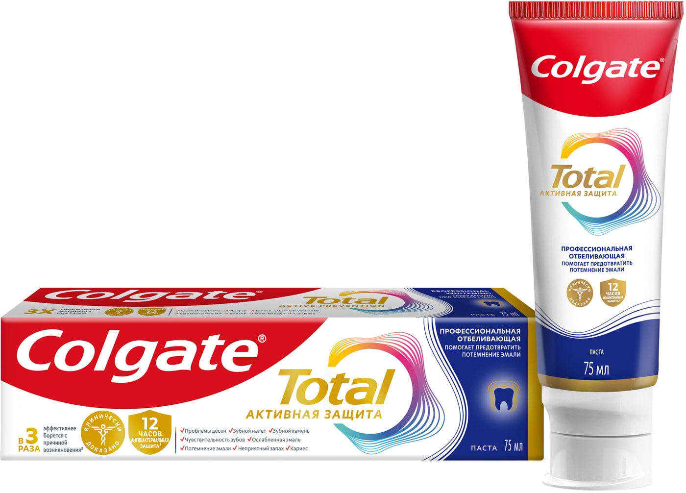 Изображение товара Зубная паста Colgate Total 12 отбеливающая 75 мл Укрепления и Осветления
