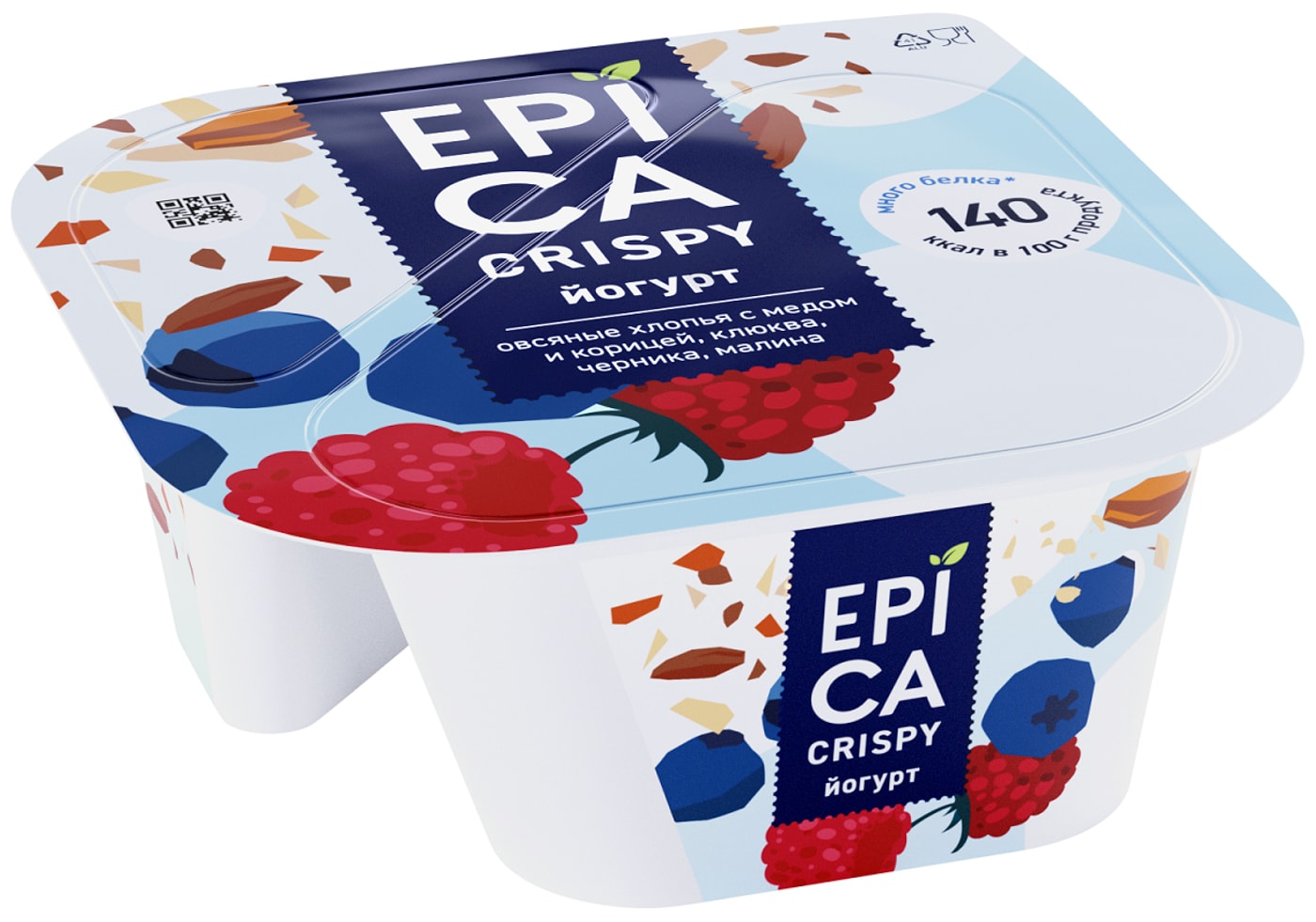Йогурт Epica Crispy Натуральный со смесью из мюсли и сушеных ягод 6.5% ...