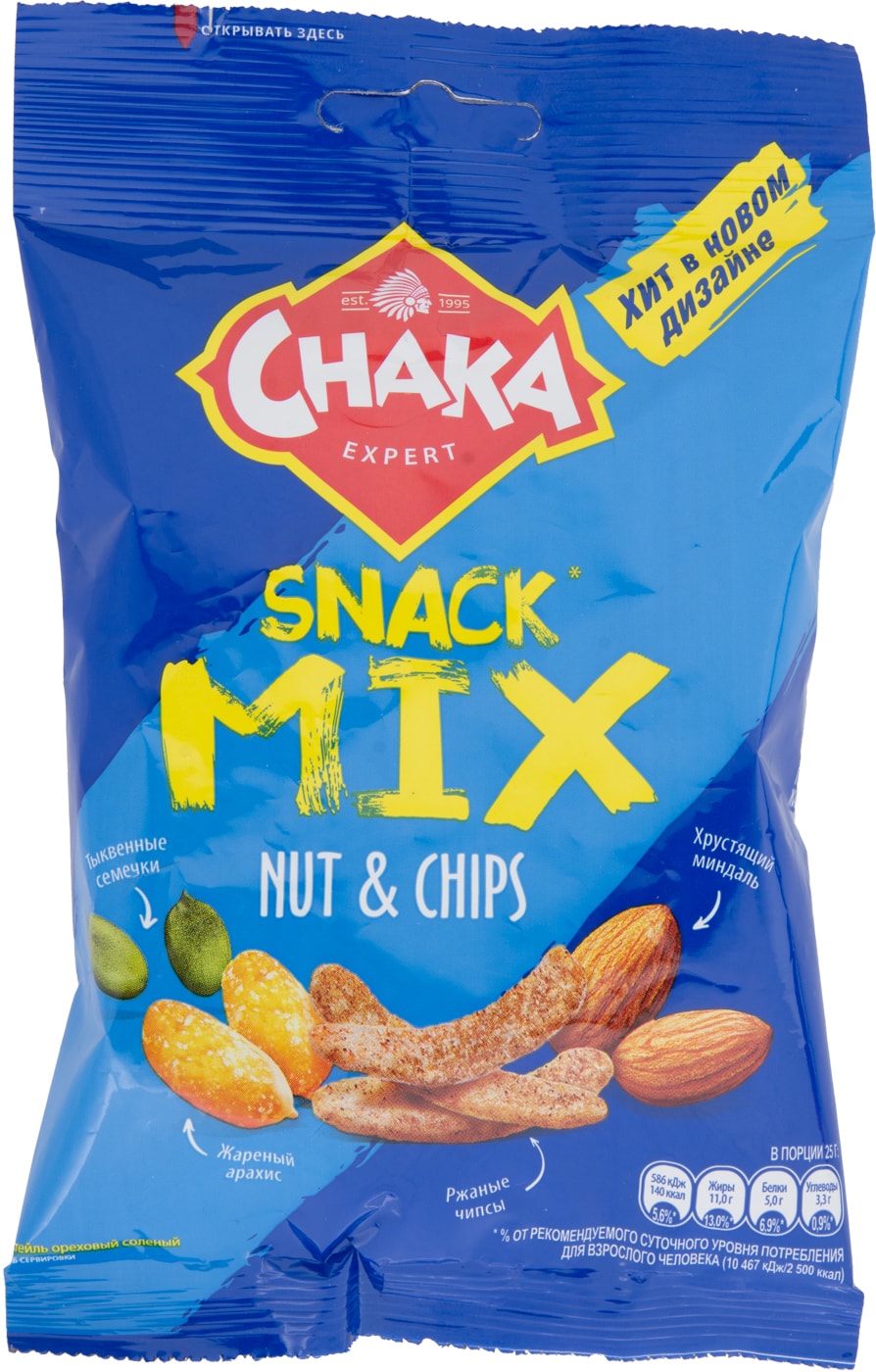 Изображение товара Коктейль Chaka ореховый соленый с чипсами 70г