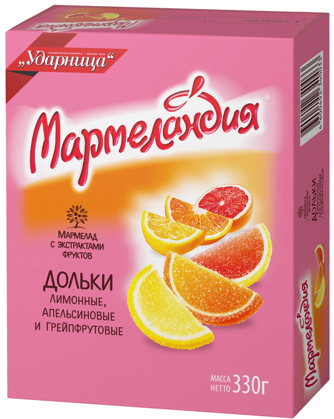 Изображение товара Мармелад Мармеландия Дольки лимонные апельсиновые и грейпфрутовые 330г