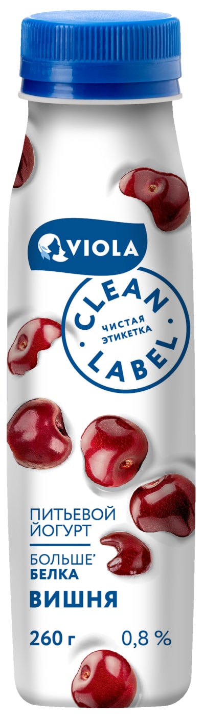 Изображение товара Йогурт Viola Clean Label Вишня 0.8% 260 г питьевой натуральный низкожирный