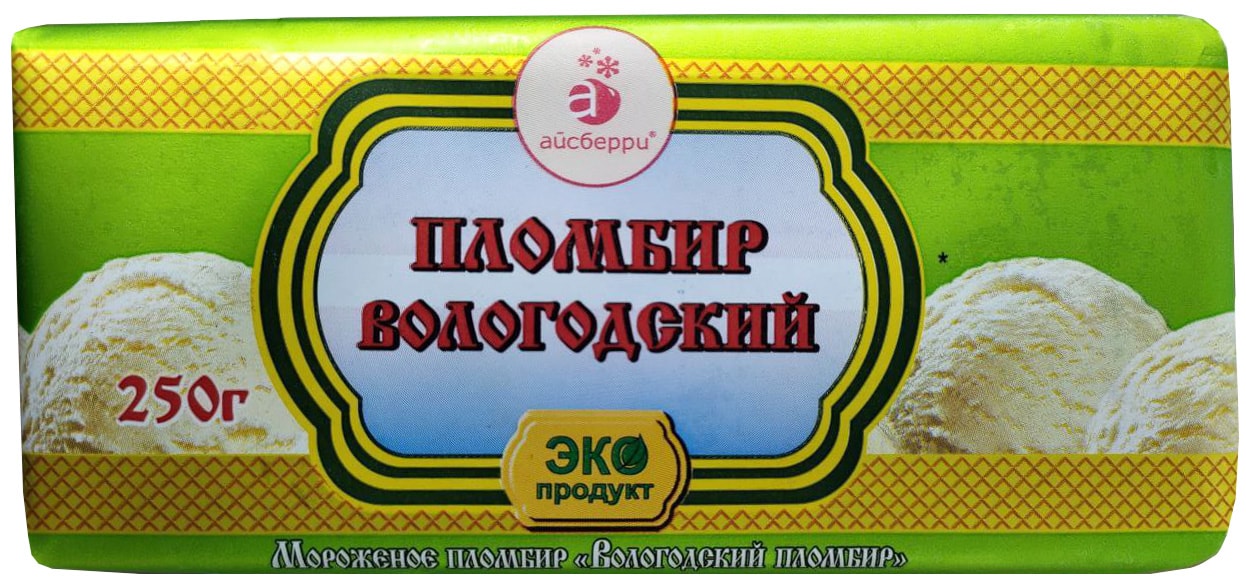 Изображение товара Мороженое Вологодский Пломбир 15% 250г