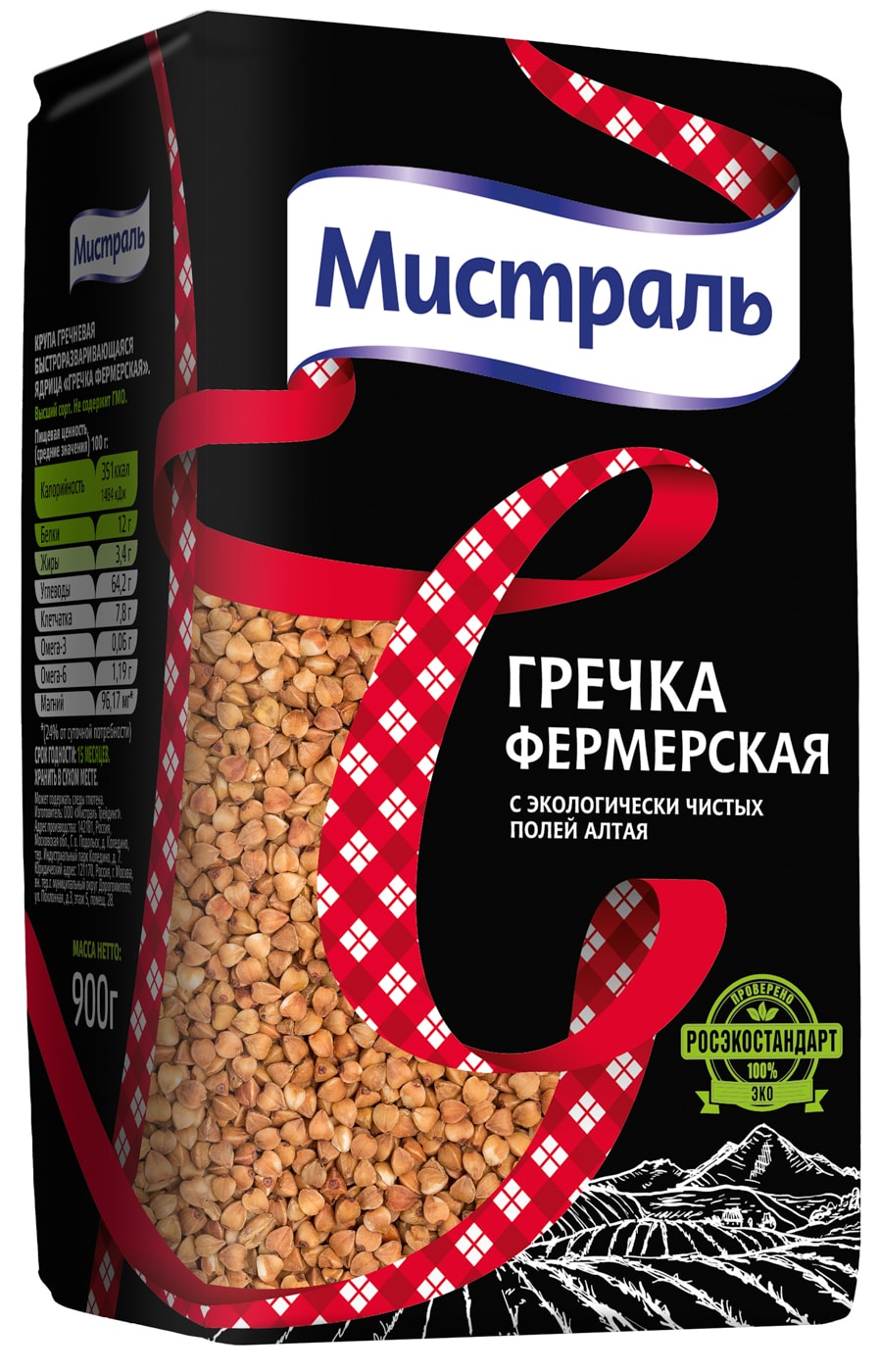 Изображение товара Крупа Мистраль Гречневая Фермерская 900г