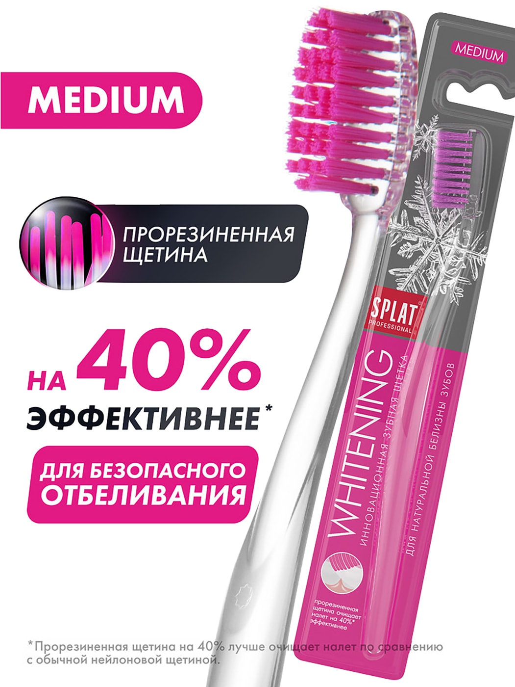 Изображение товара Зубная щетка Splat Whitening средняя розовая