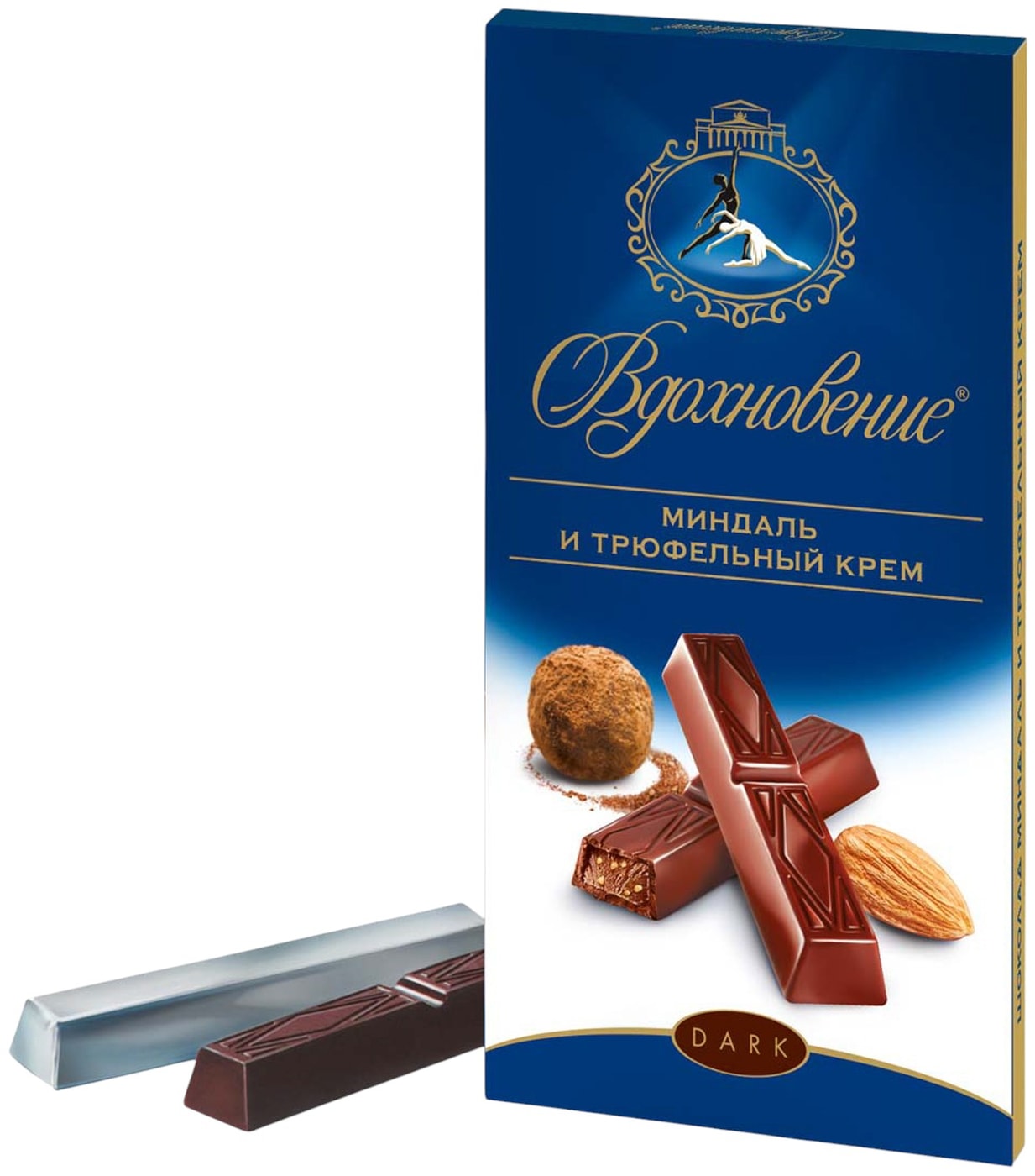 Изображение товара Шоколад Вдохновение Темный Миндаль и трюфельный крем 90г