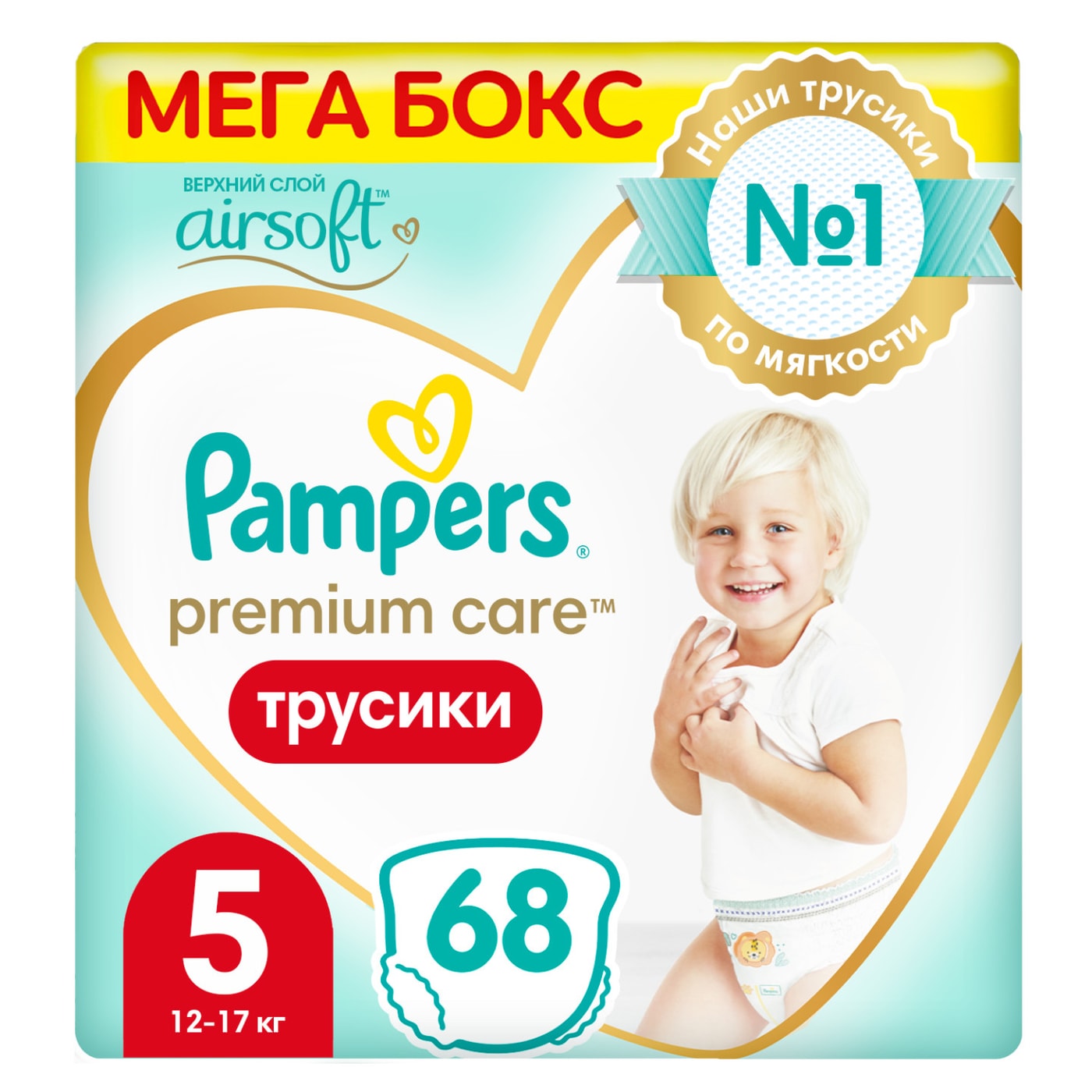 Изображение товара Подгузники-трусики Pampers Premium Care 5 размер 12-17 кг, 68 шт