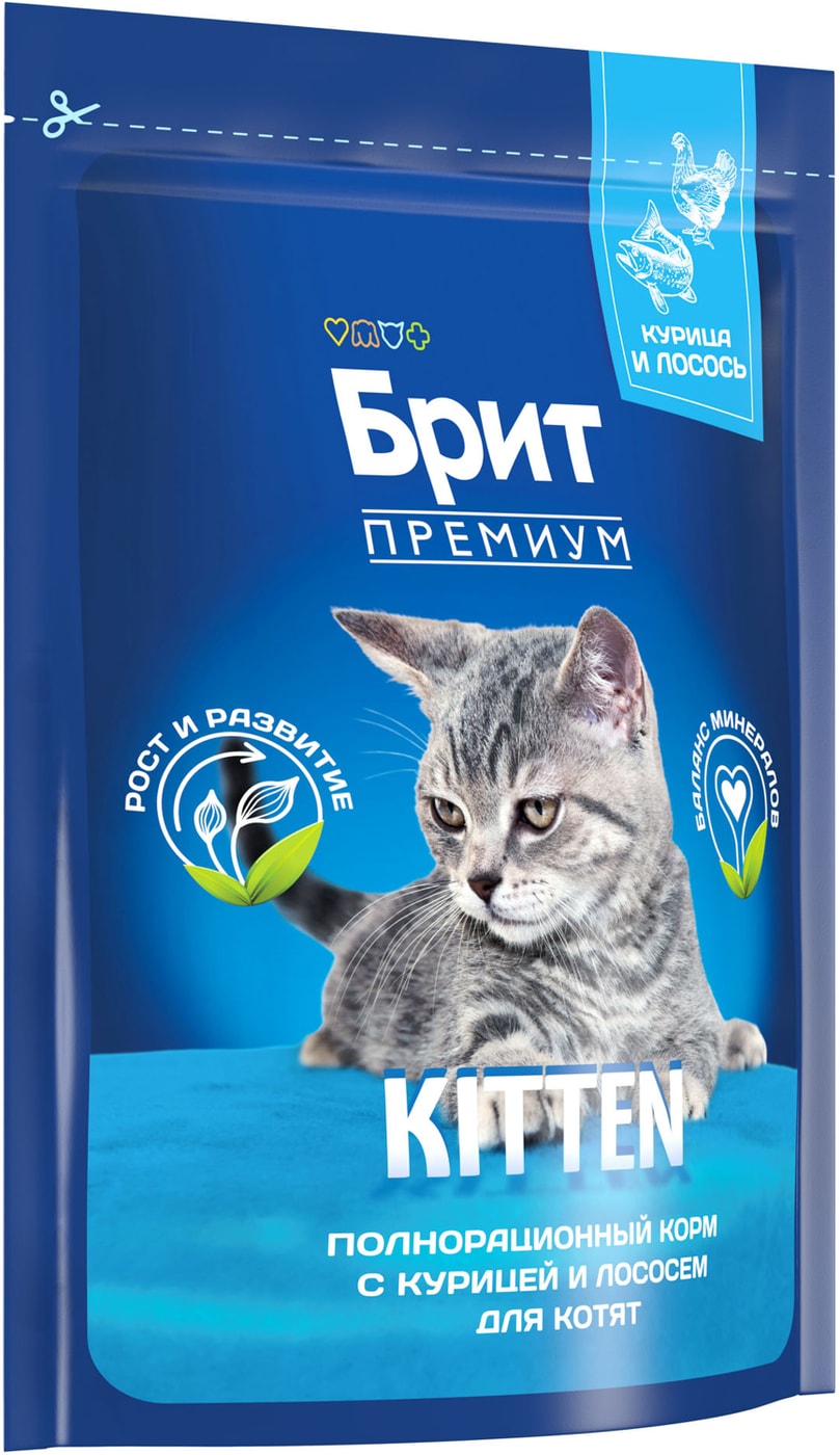 Изображение товара Сухой корм для котят Brit Premium с курицей и лососем 0.4кг премиум-класс