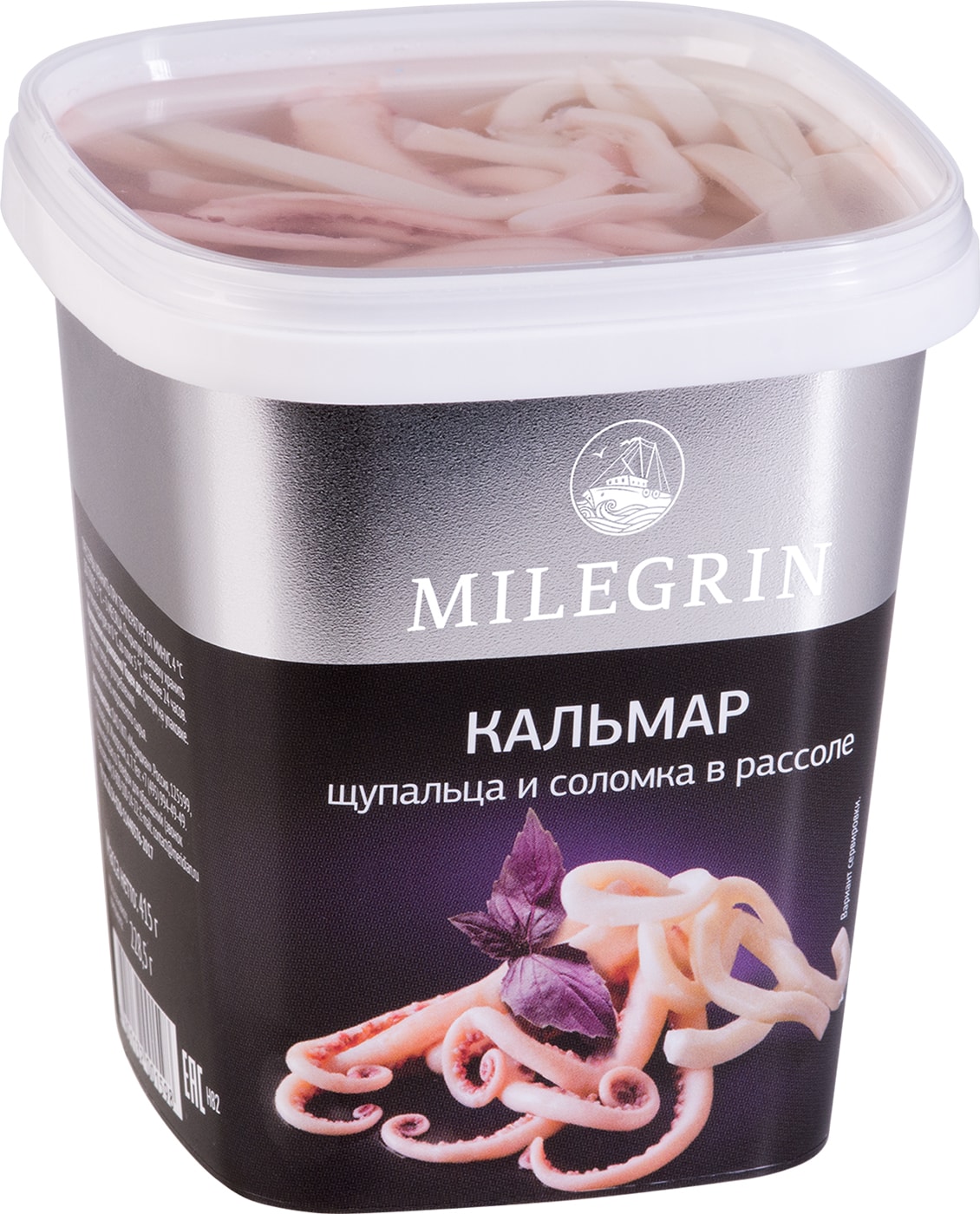 Изображение товара Кальмар Меридиан Milegrin щупальца и соломка в рассоле 415г