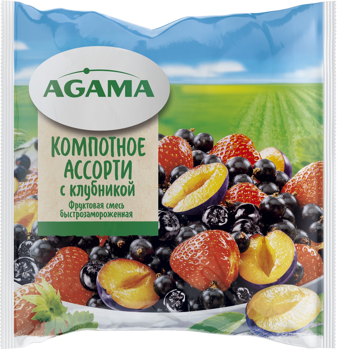 Изображение товара Ассорти компотное Agama с клубникой замороженное 300г