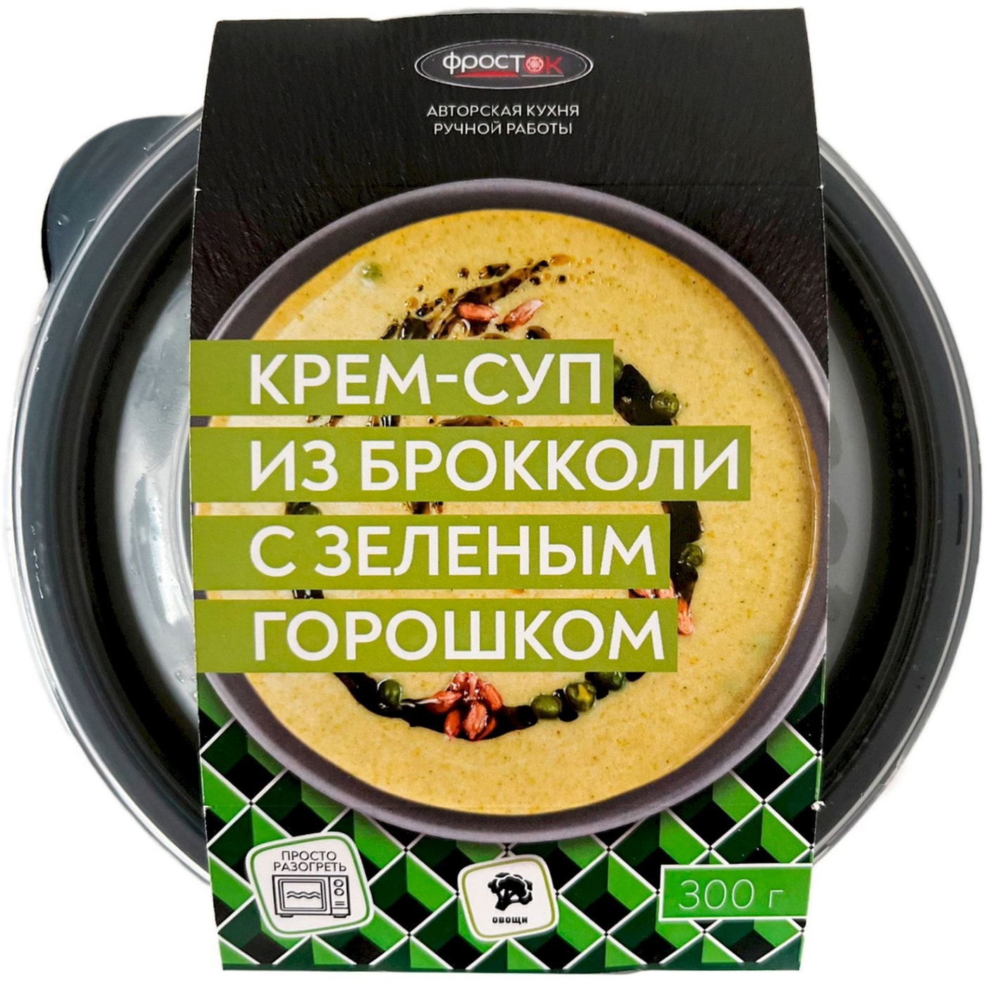 Изображение товара Крем-суп Фросток из брокколи с зеленым горошком замороженный 300г