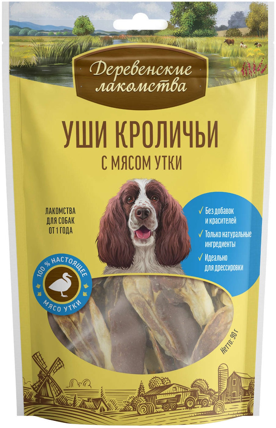 Изображение товара Лакомство для собак Деревенские лакомства Уши кроличьи с мясом утки 90г