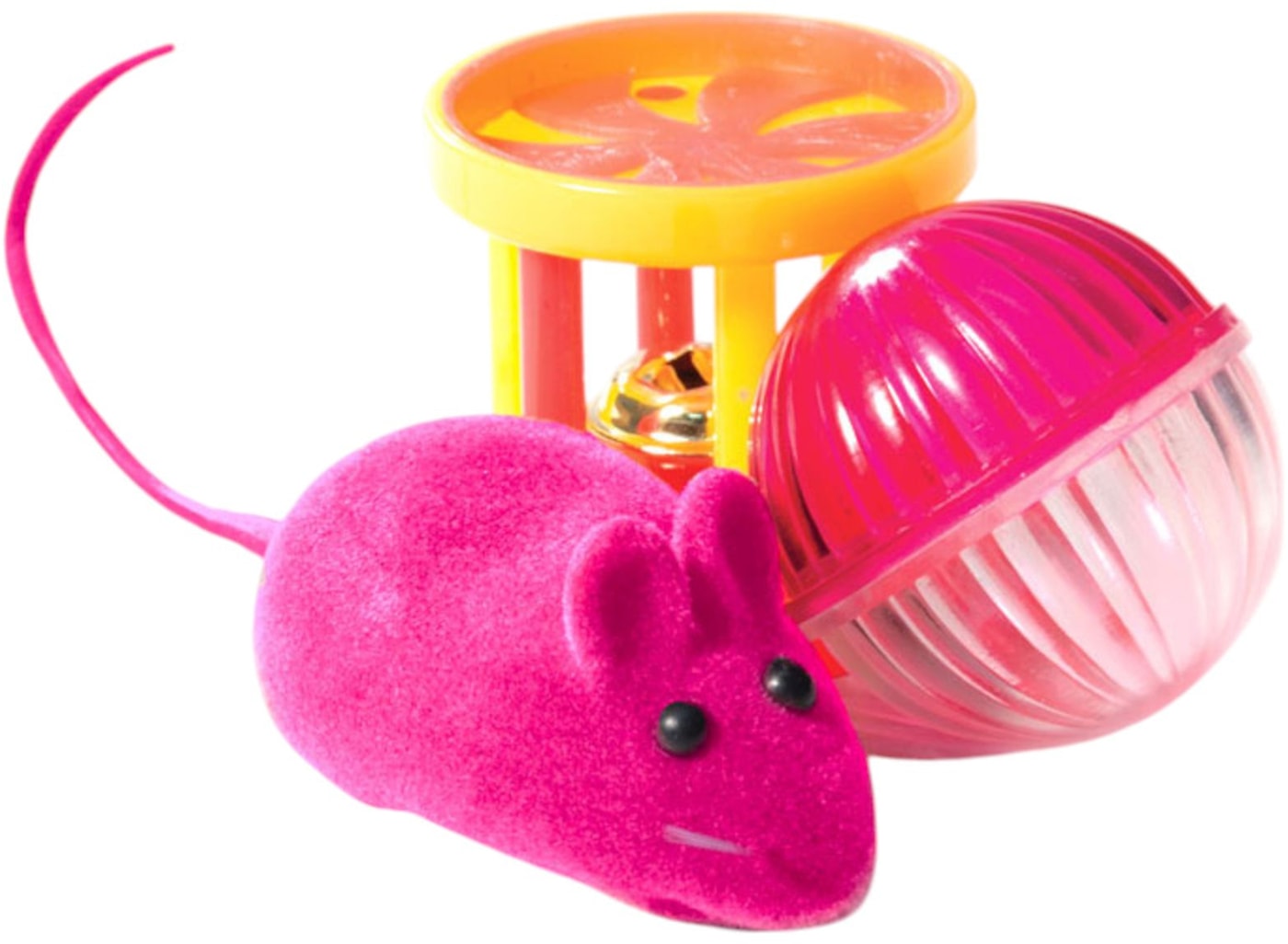 Изображение товара Набор игрушек Маркет Pet  Активная игра для кошек Мяч d-35мм +Мышь 55мм + Барабан 40мм