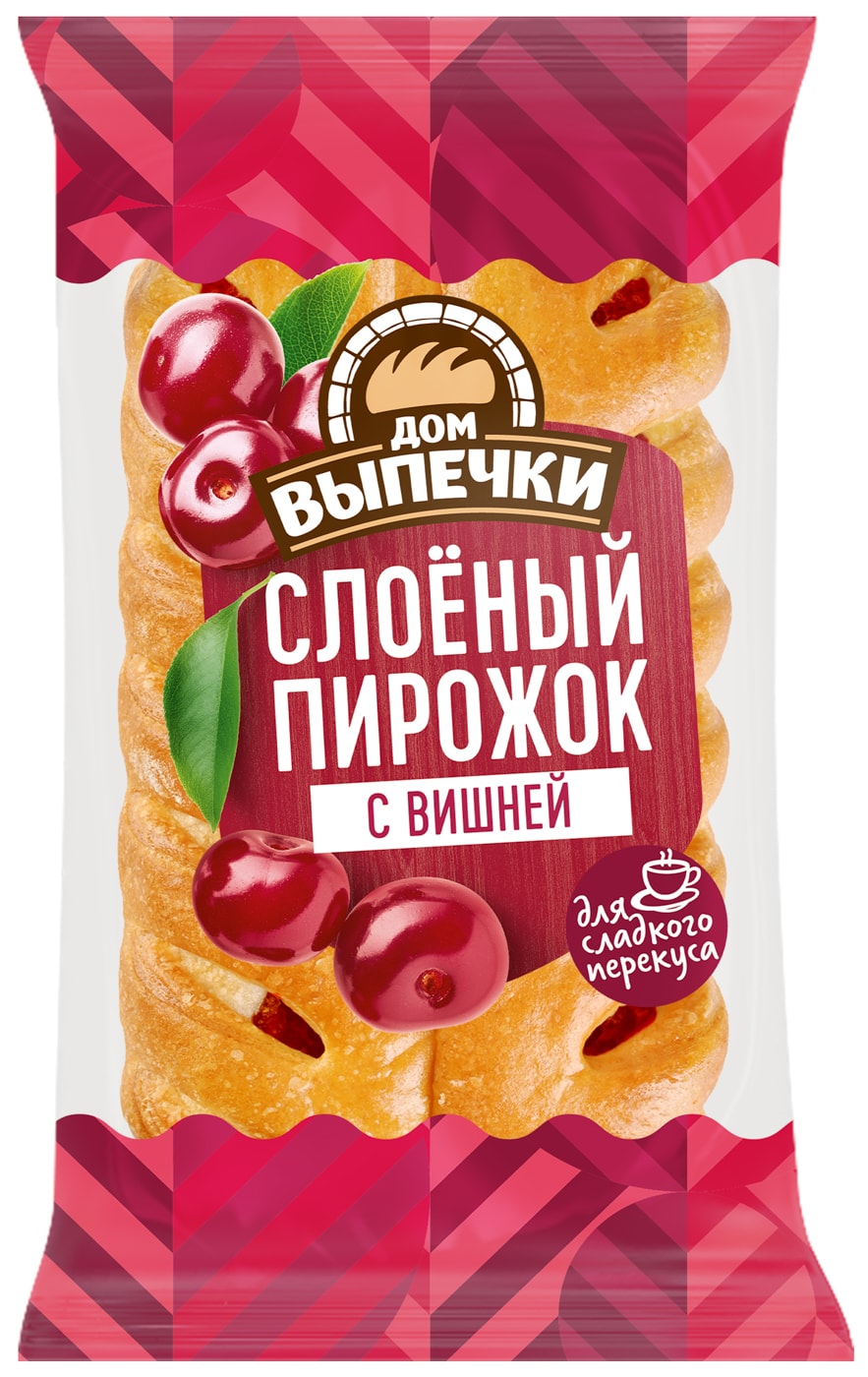 Изображение товара Пирожок Дом Выпечки Слоеный с вишней 70г