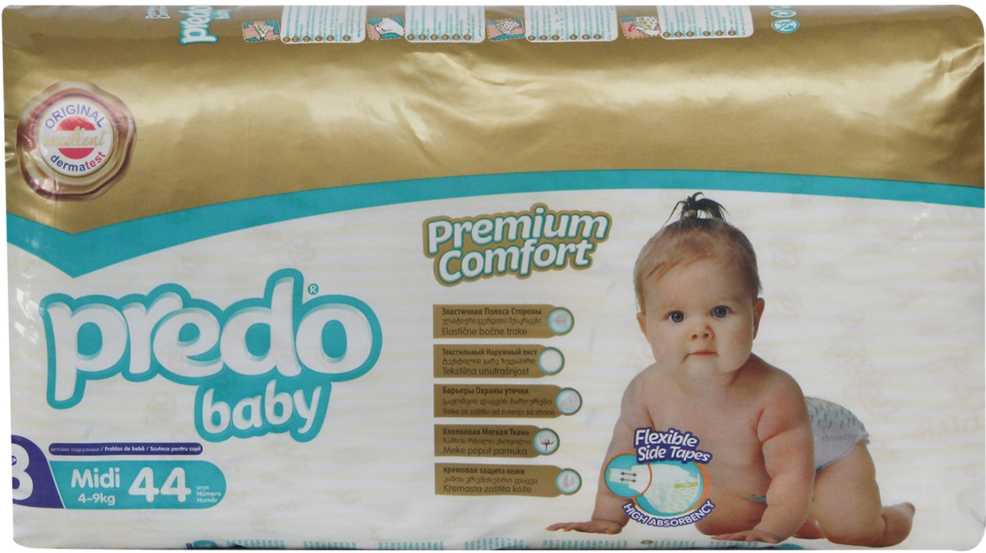 Изображение товара Подгузники Predo baby №3 4-9 кг 44 шт ультраabsorbent и гипоаллергенные