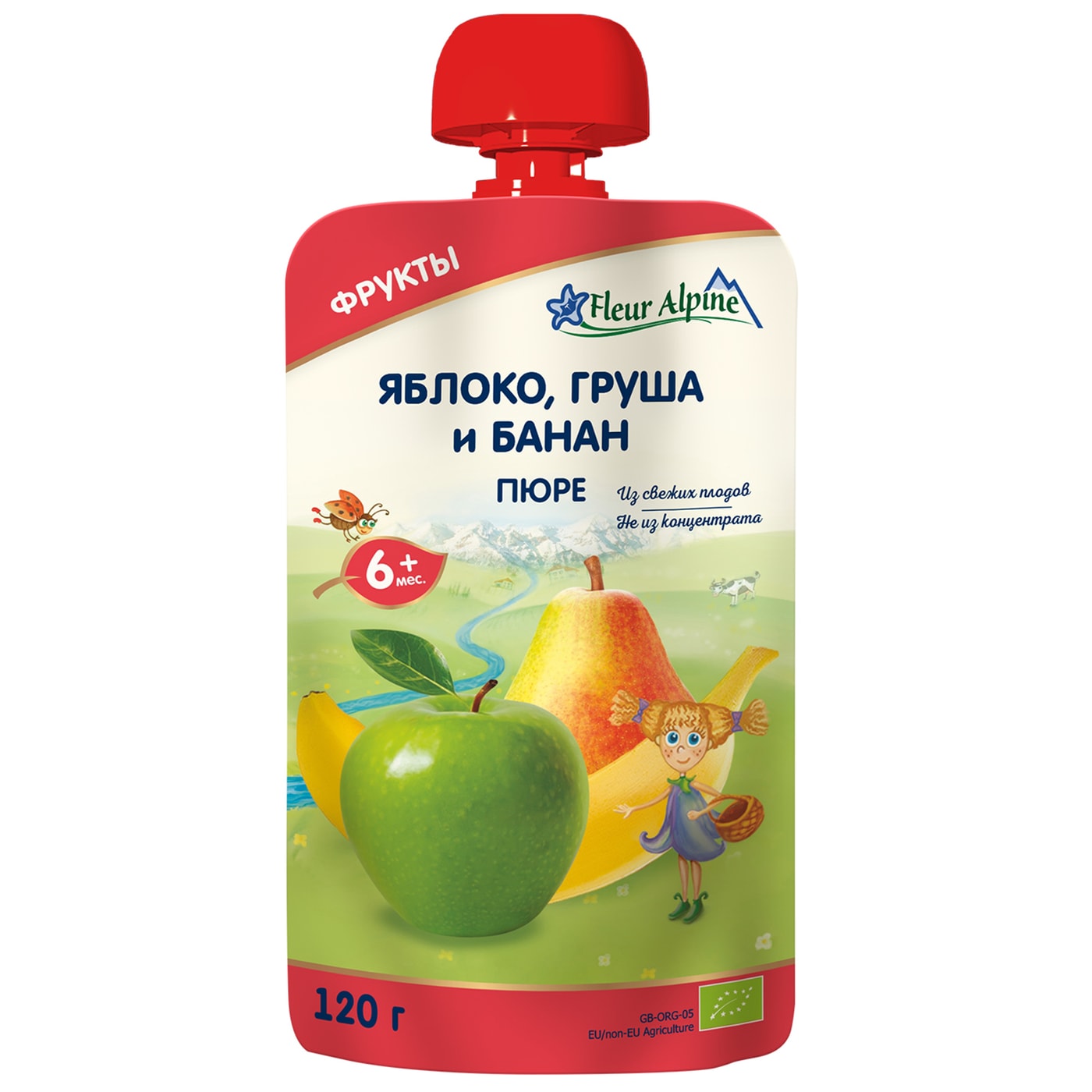 Изображение товара Пюре Fleur Alpine Organic Яблоко груша и банан с 6 месяцев 120г