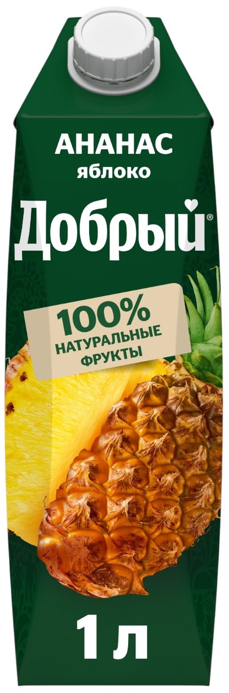 Изображение товара Нектар Добрый ананас-яблоко 1л в упаковке Тетрапак