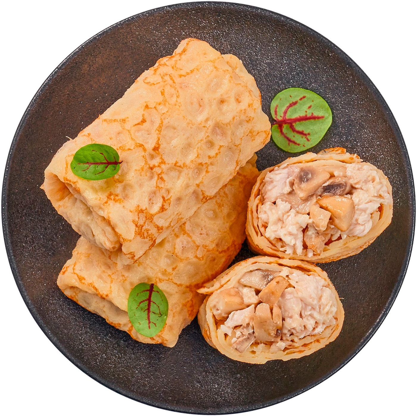 Изображение товара Блинчики с курицей Перекресток Select и грибами в сливочном соусе 160г