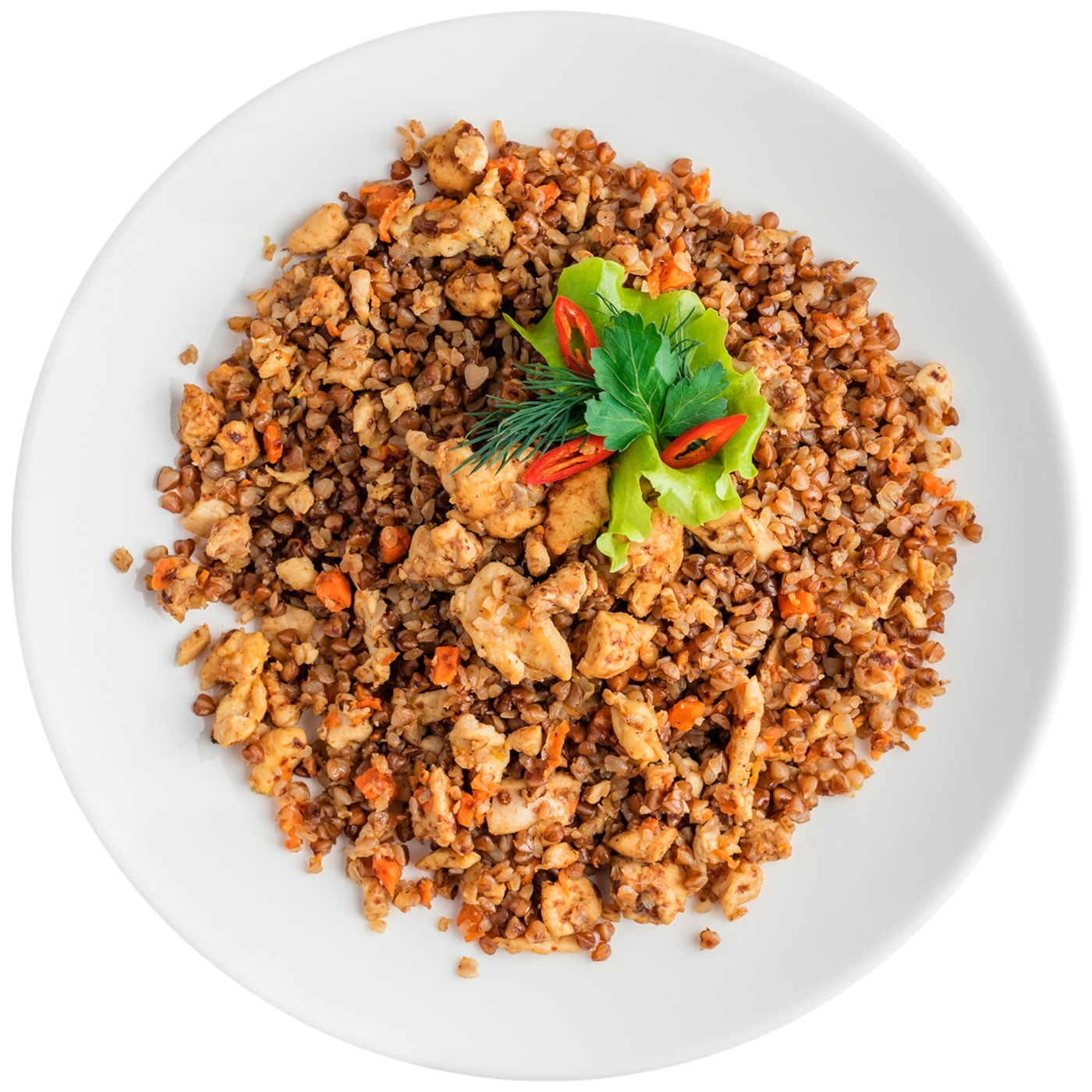 Изображение товара Курица Вкусно Жить с овощами и гречкой 250г