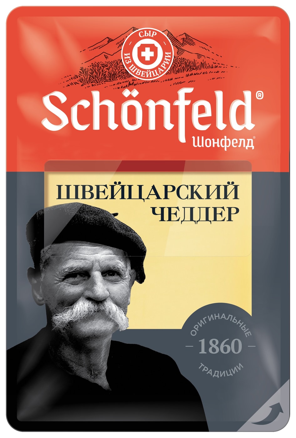 Изображение товара Сыр Schonfeld полутвердый Swiss Cheddar 53% 125г