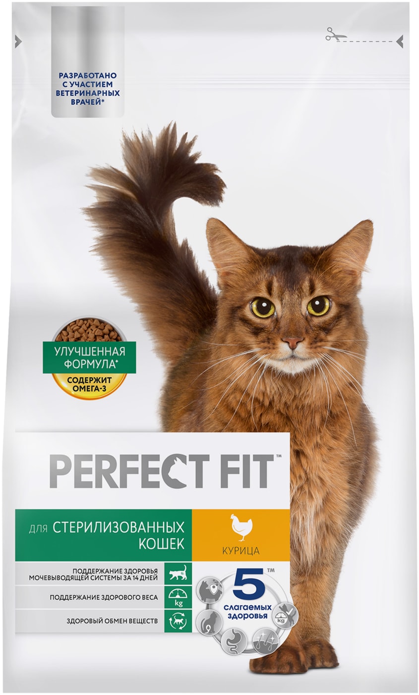 Изображение товара Сухой корм для стерилизованных кошек Perfect Fit с курицей 2.5 кг