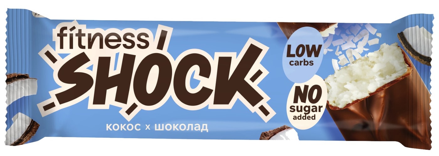 Изображение товара Батончик глазированный FitnesShock Кокос 50г