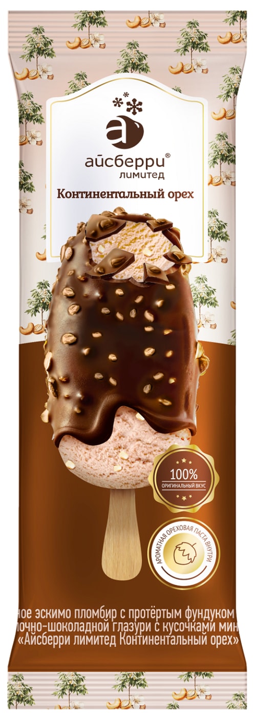 Изображение товара Мороженое Айсберри лимитед Континентальный орех эскимо 80г