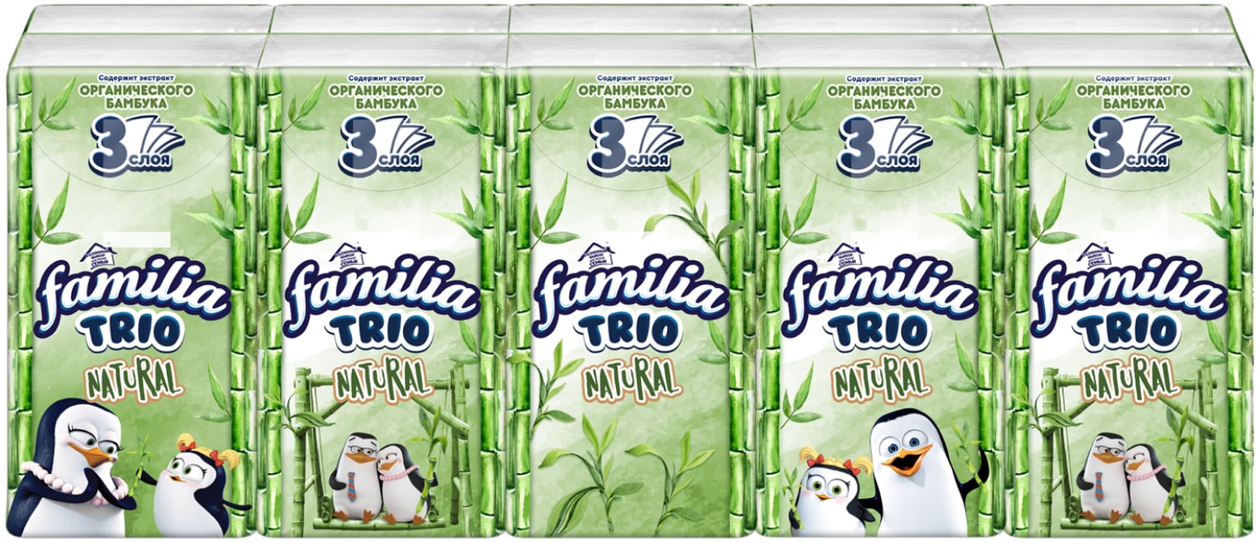 Изображение товара Платки носовые Familia Trio 3 слоя 10*10шт