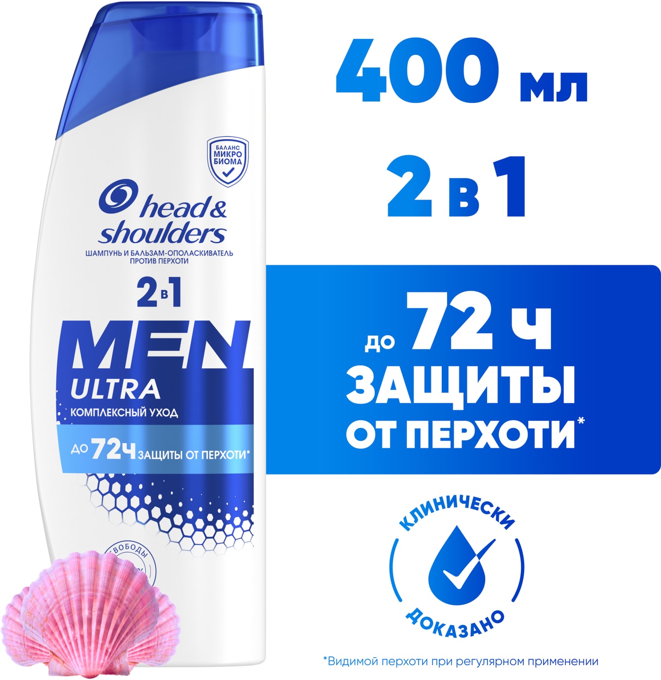 Изображение товара Шампунь и бальзам-ополаскиватель для волос Head&Shoulders Men Ultra 2в1 Комплексный уход 400мл
