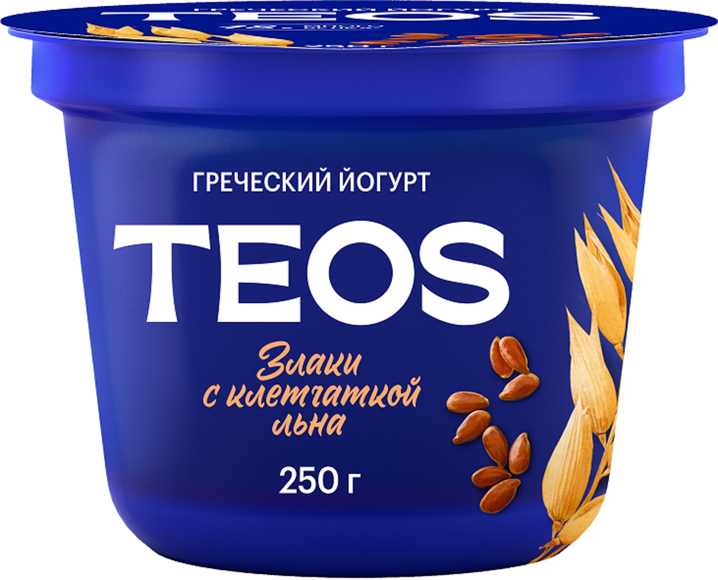 Изображение товара Йогурт Савушкин Греческий Teos Злаки с клетчаткой льна 2% 250г