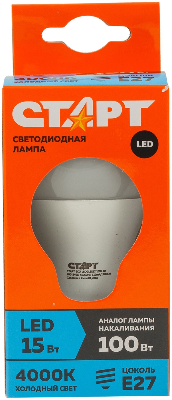 Изображение товара Лампа светодиодная Старт LED E27 15Вт Изображение товара Лампа светодиодная Старт LED E27 15Вт