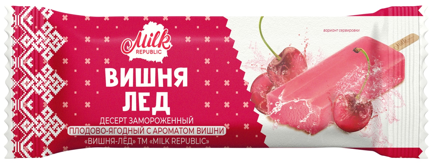 Изображение товара Мороженое Вишня-лед Milk Republic 90г фруктовый лед эскимо