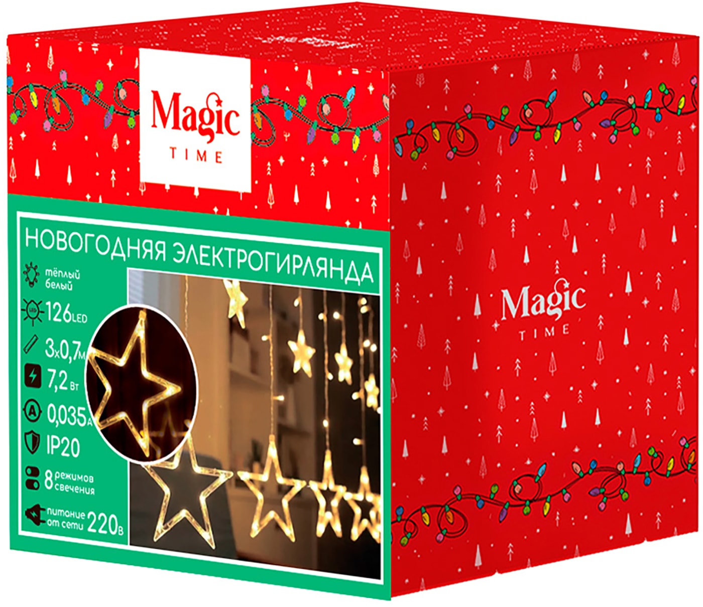 Изображение товара Светодиодная гирлянда Magic Time 12 нитей 126 ламп теплый белый для интерьера