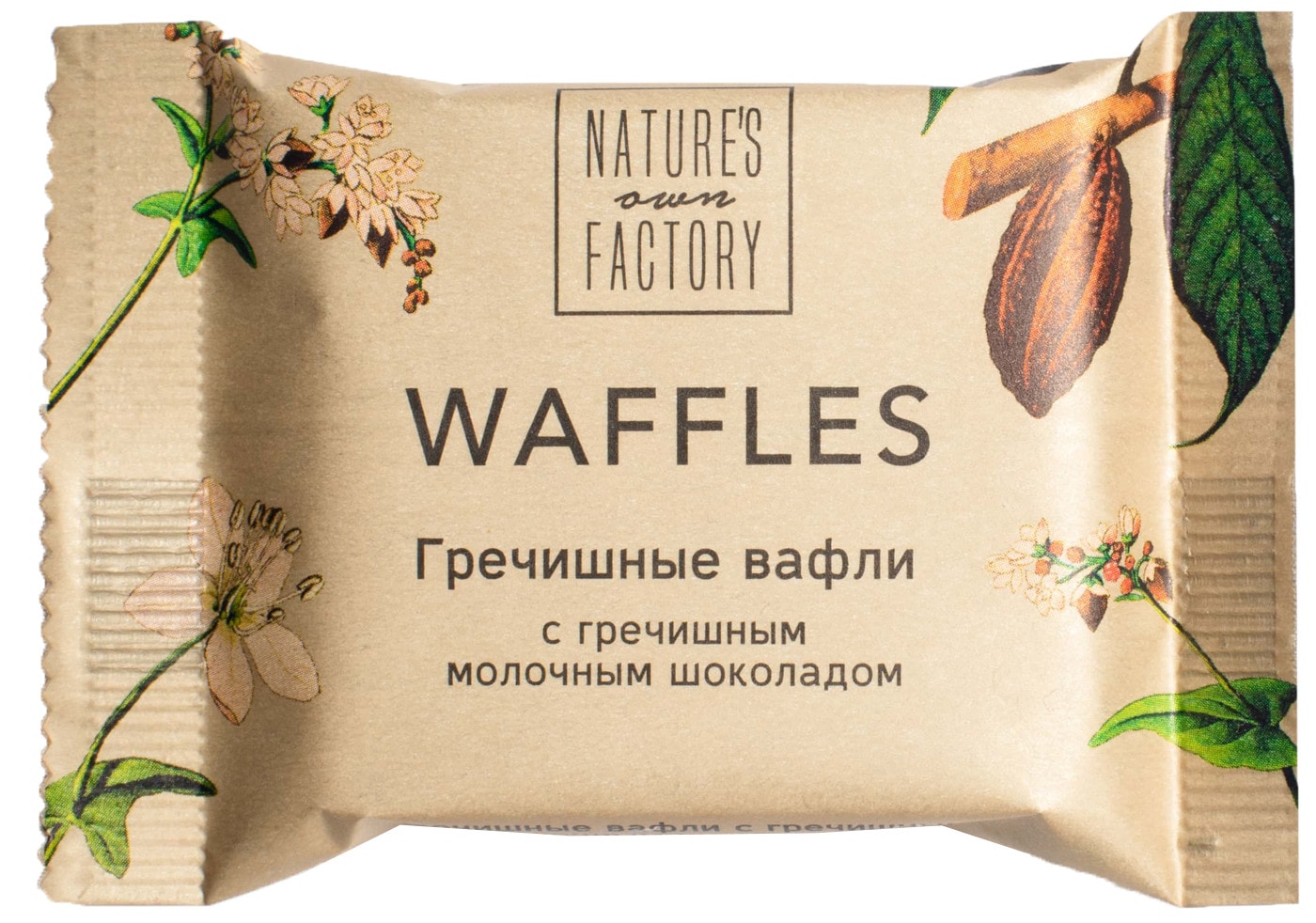 Изображение товара Вафли Natures Own Factory гречишные с гречишным молочным шоколадом 20г