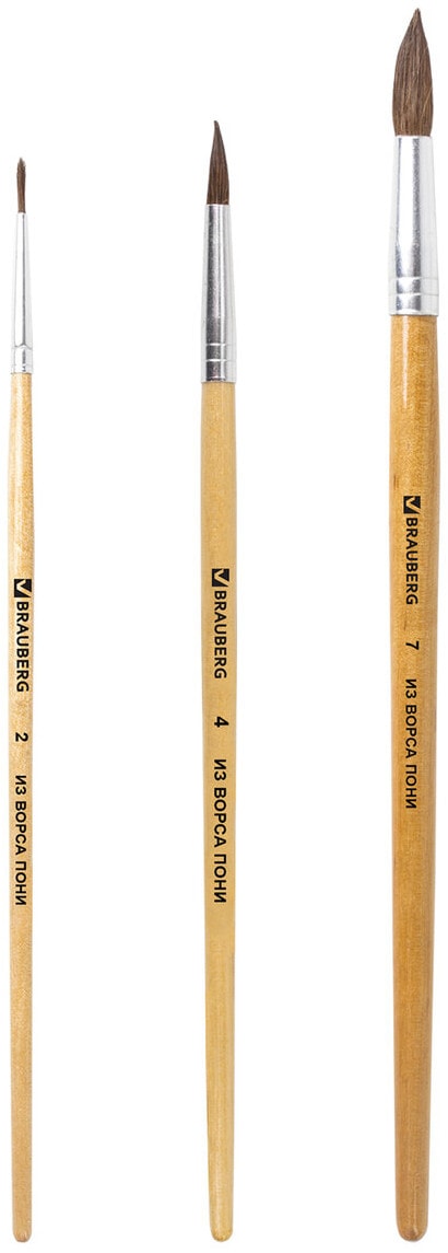 Изображение товара Набор кистей Brauberg из ворса пони 3шт