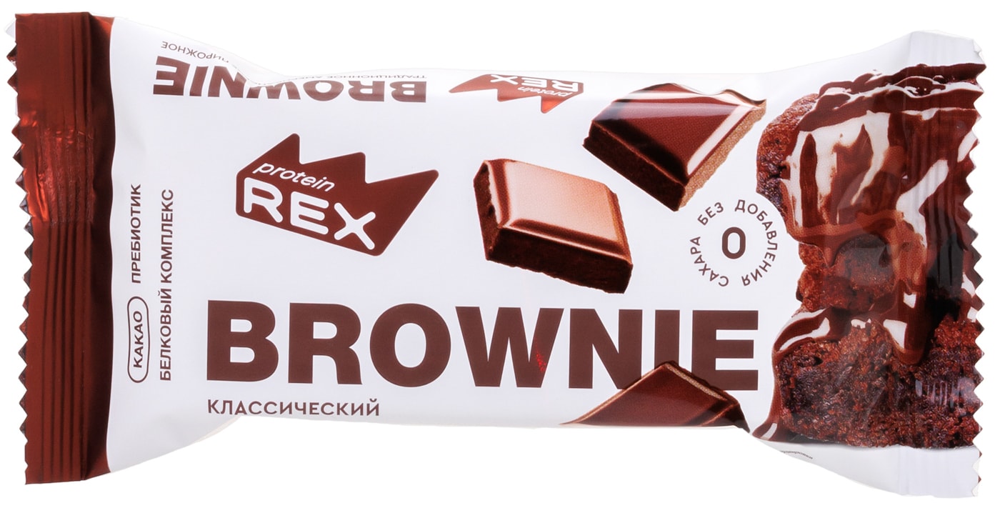 Изображение товара Пирожное ProteinRex протеиновое Брауни классический 50г