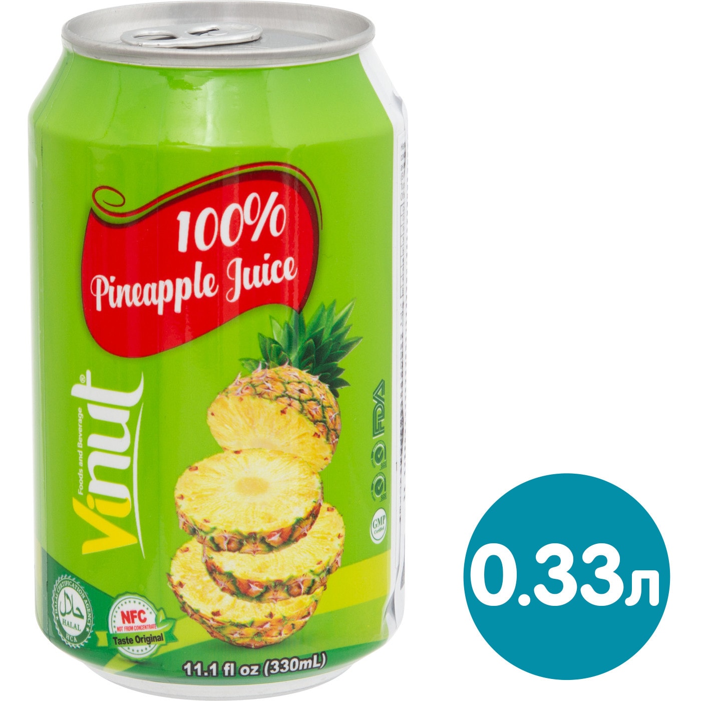 Изображение товара Сок Vinut Ананас 100% 330 мл натуральный вкус здравия
