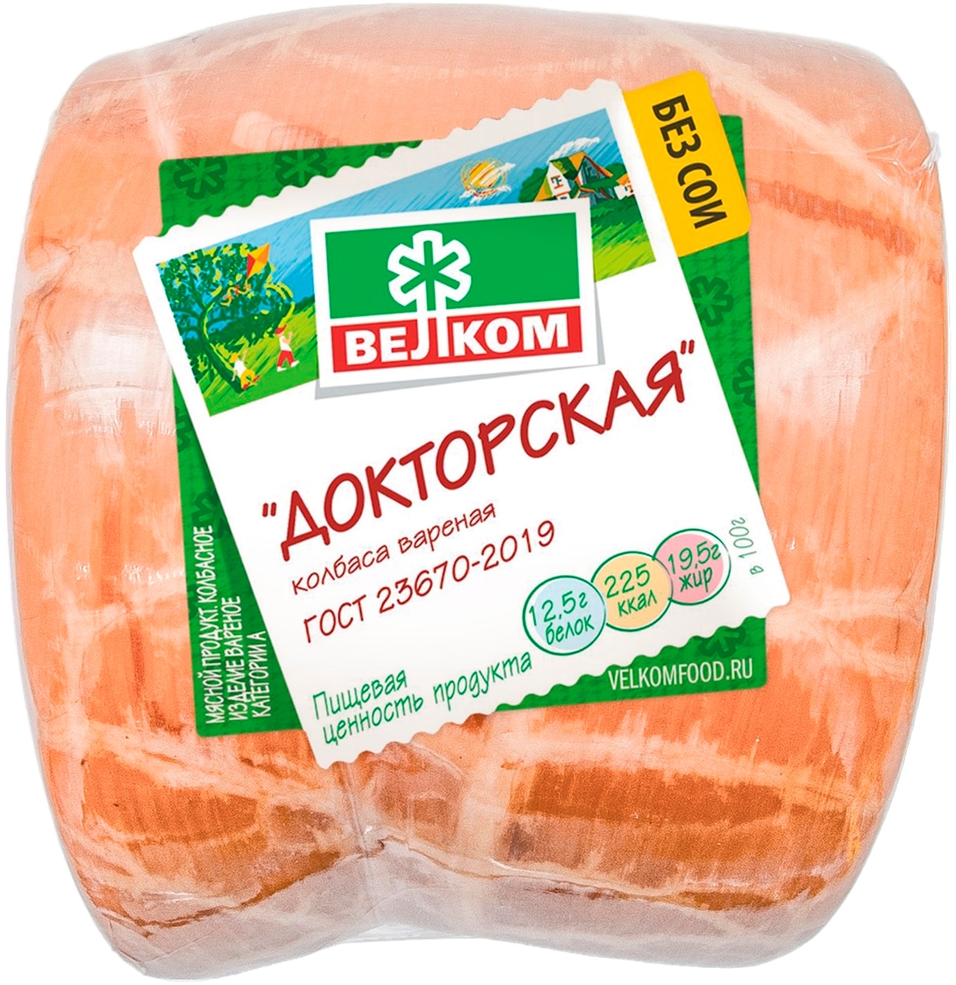 Изображение товара Колбаса Велком Докторская вареная 0.4-0.6кг