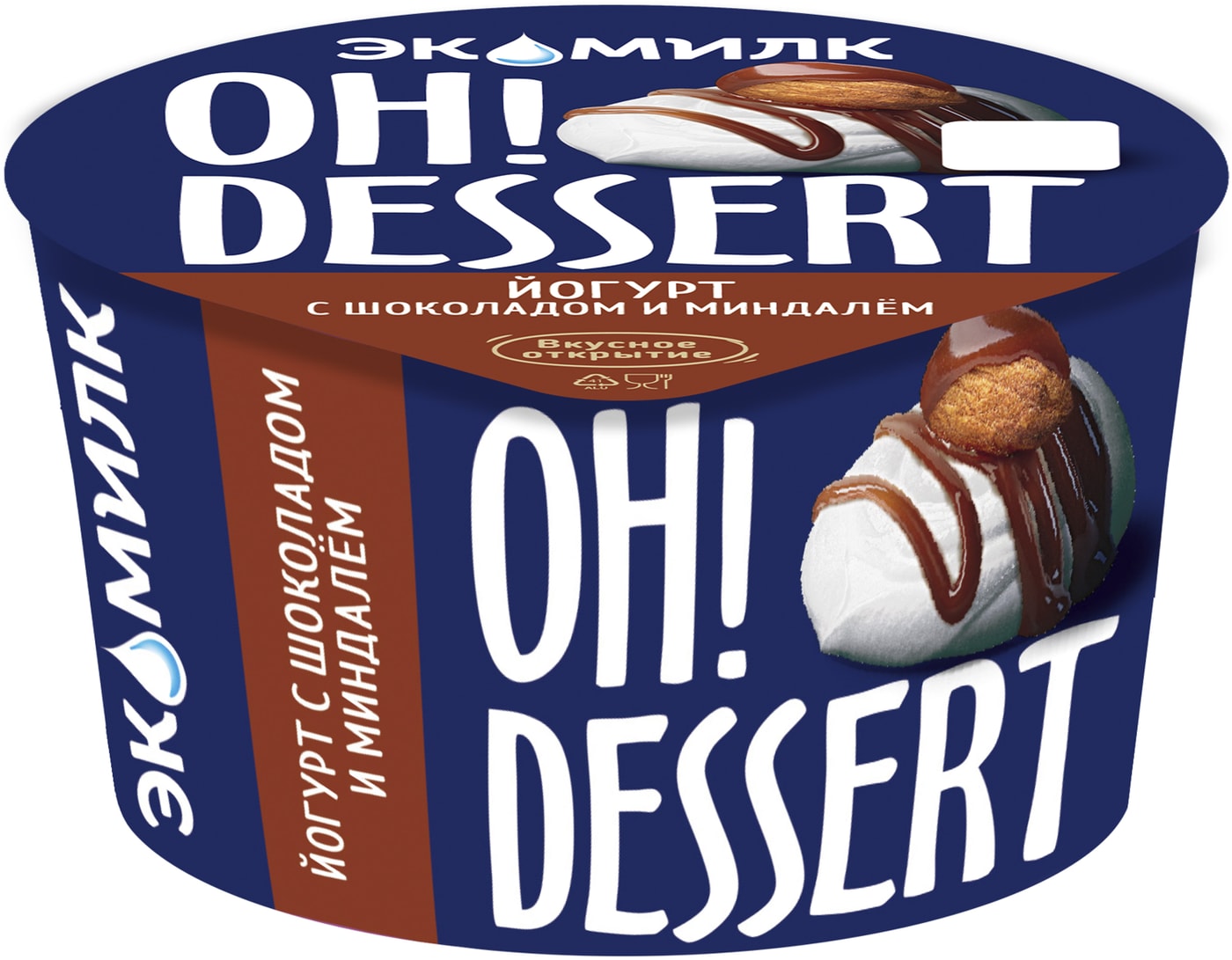 Изображение товара Йогурт Экомилк Oh! Dessert с шоколадом и миндалем 130 г