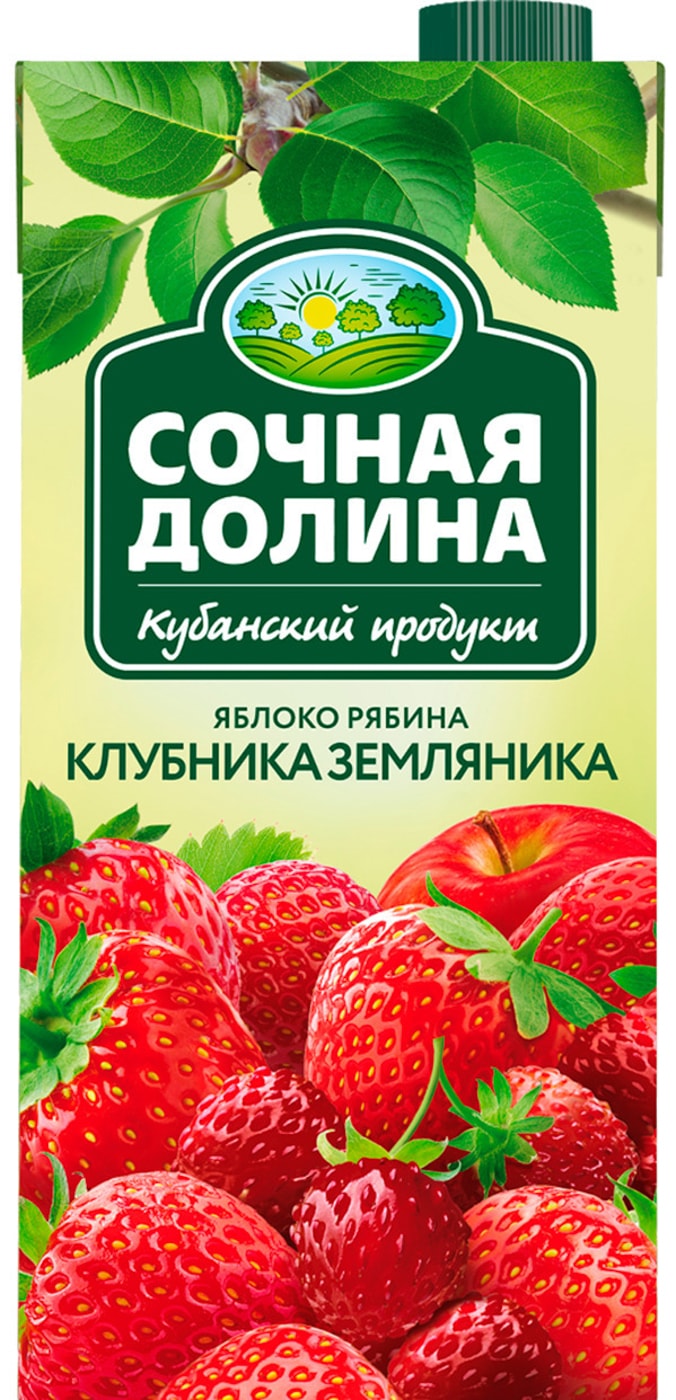 Изображение товара Напиток сокосодержащий Сочная Долина Яблоко-Рябина-Клубника-Земляника 950 мл