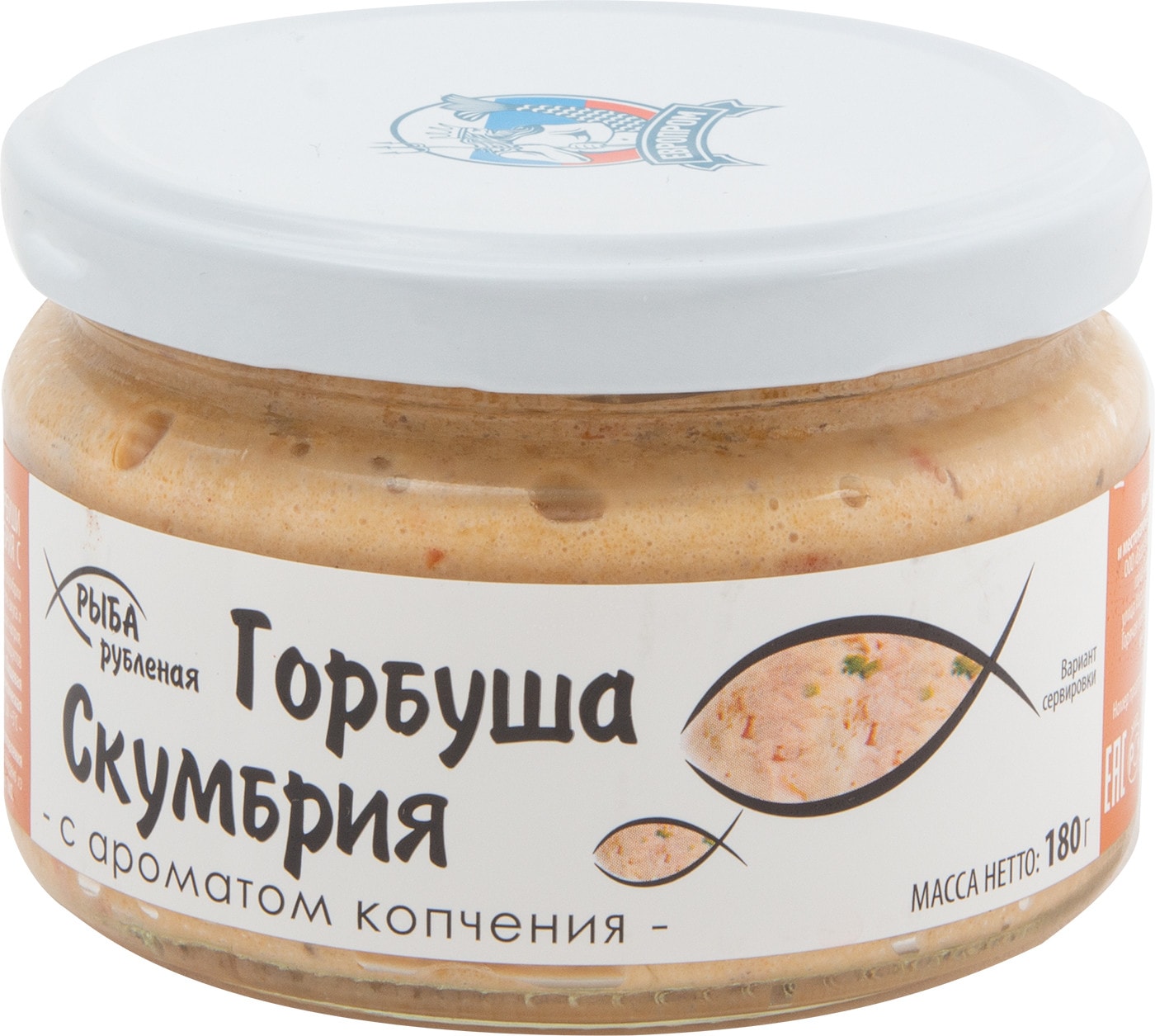 Изображение товара Горбуша-Скумбрия Европром Рыба рубленая с ароматом копчения 180г