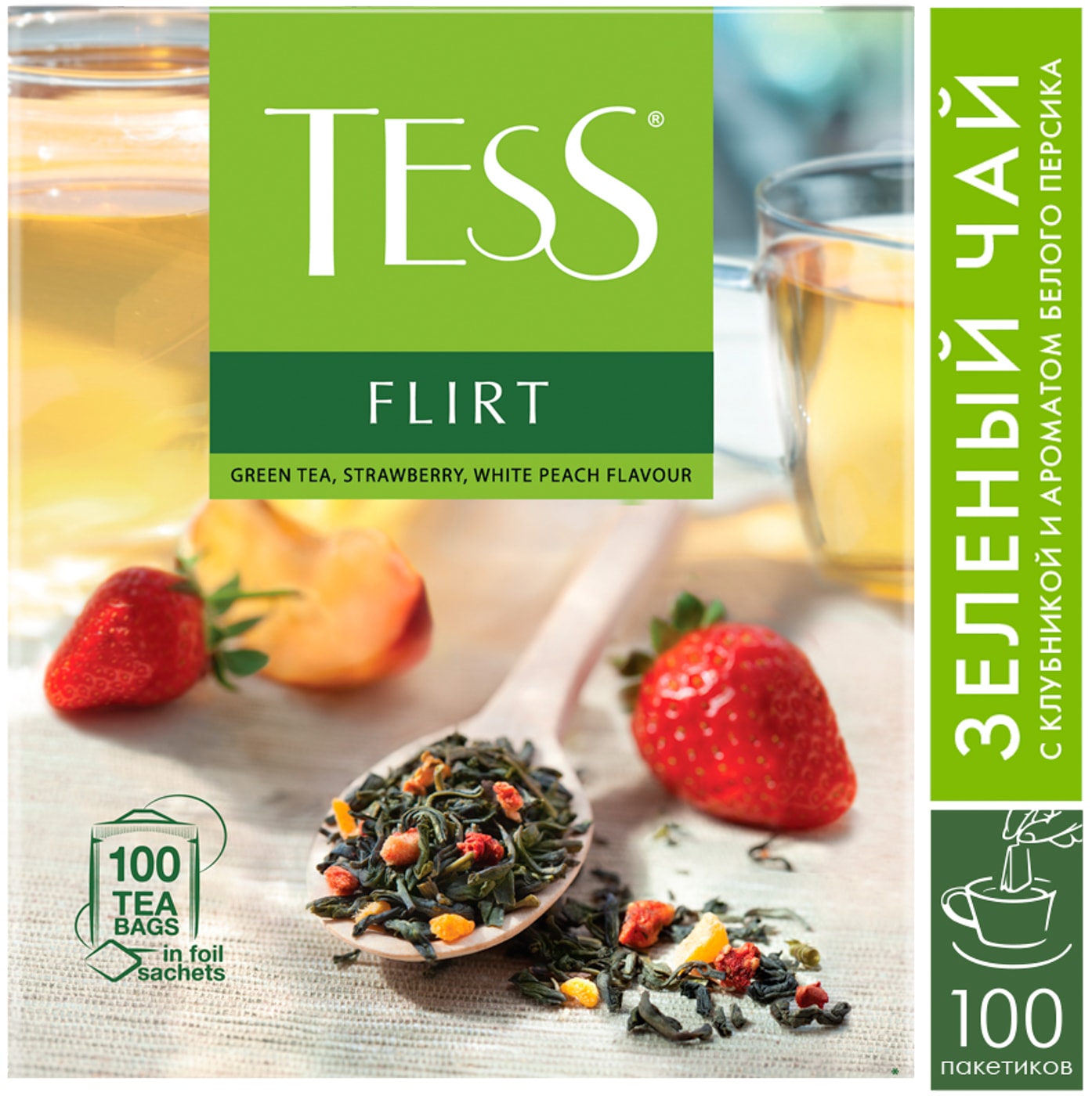 Изображение товара Чай Tess Flirt зеленый 100*1.5г с фруктовыми ароматами