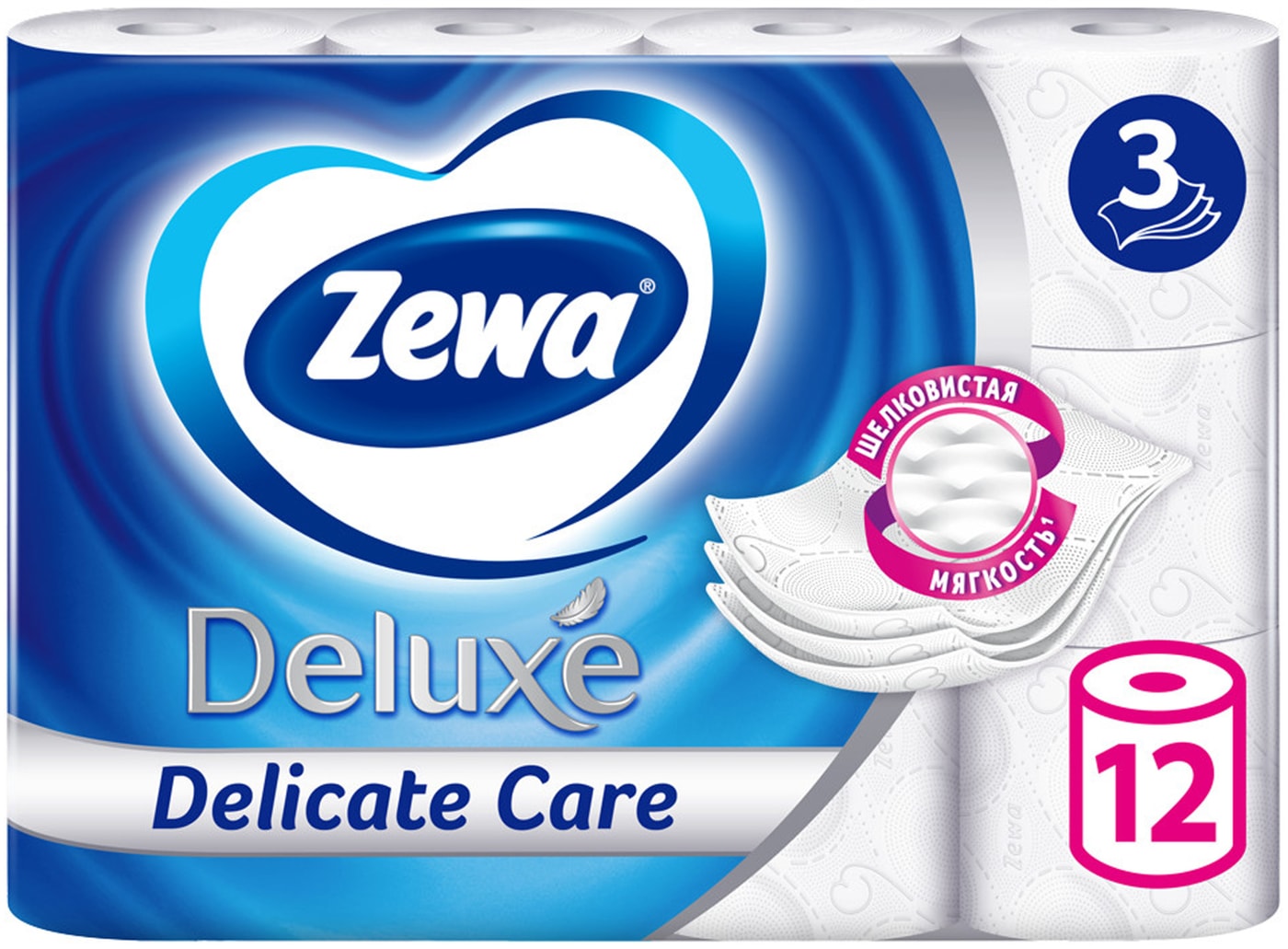 Изображение товара Туалетная бумага Zewa Deluxe 12 рулонов 3 слоя в ассортименте
